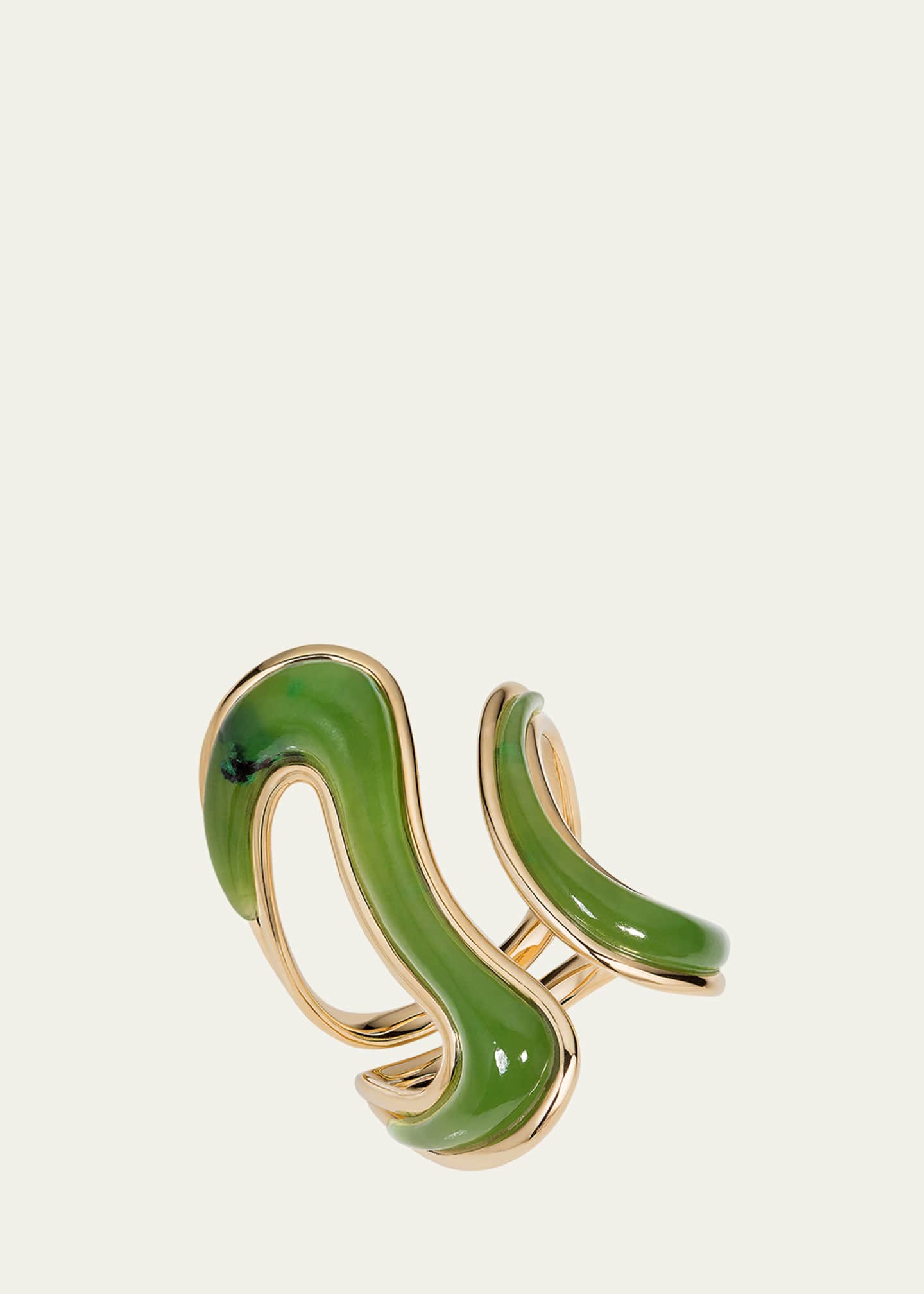 Fernando Jorge 18K Yellow Gold Stream Open Ring with Jade