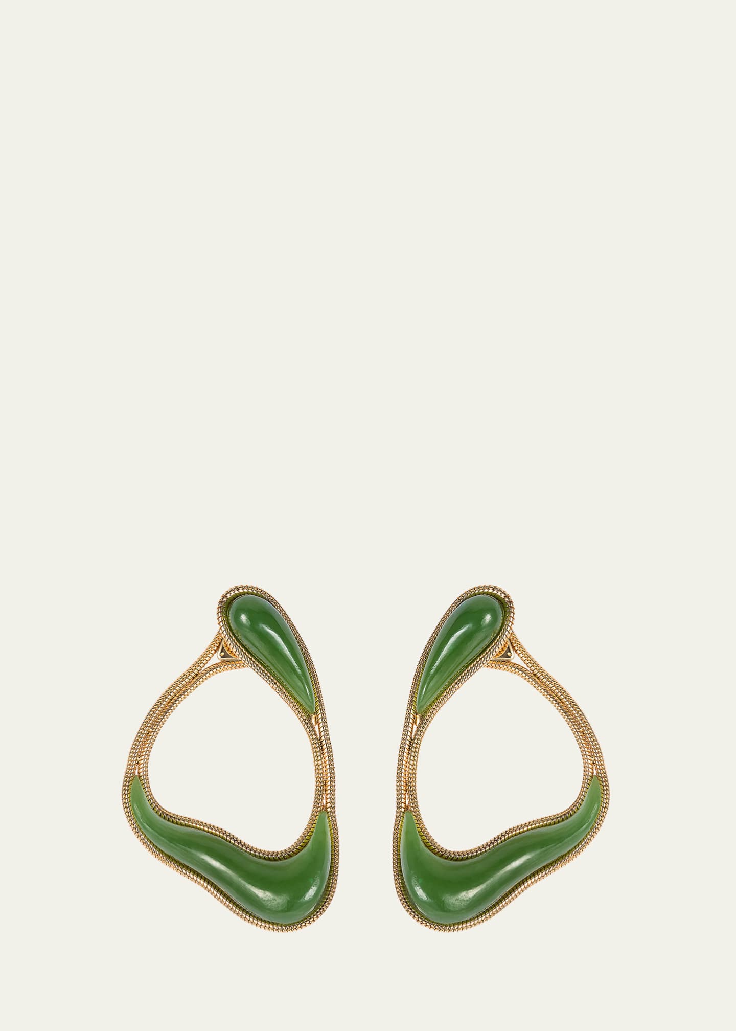 Fernando Jorge 18K Yellow Gold Stream Loop Earrings with Jade