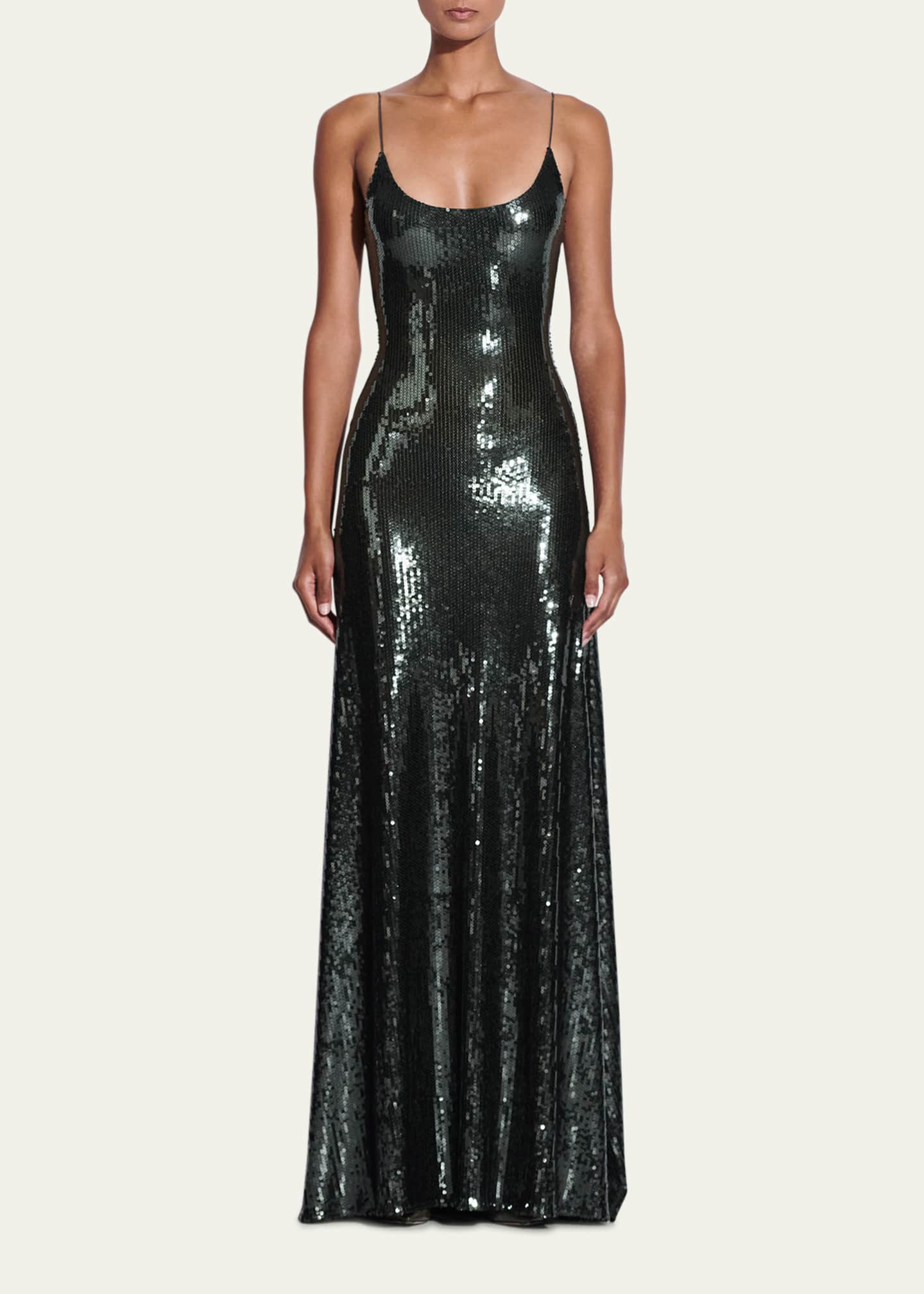 Alex Perry Singlet Backless Mesh Sequined Gown Image 2 of 3