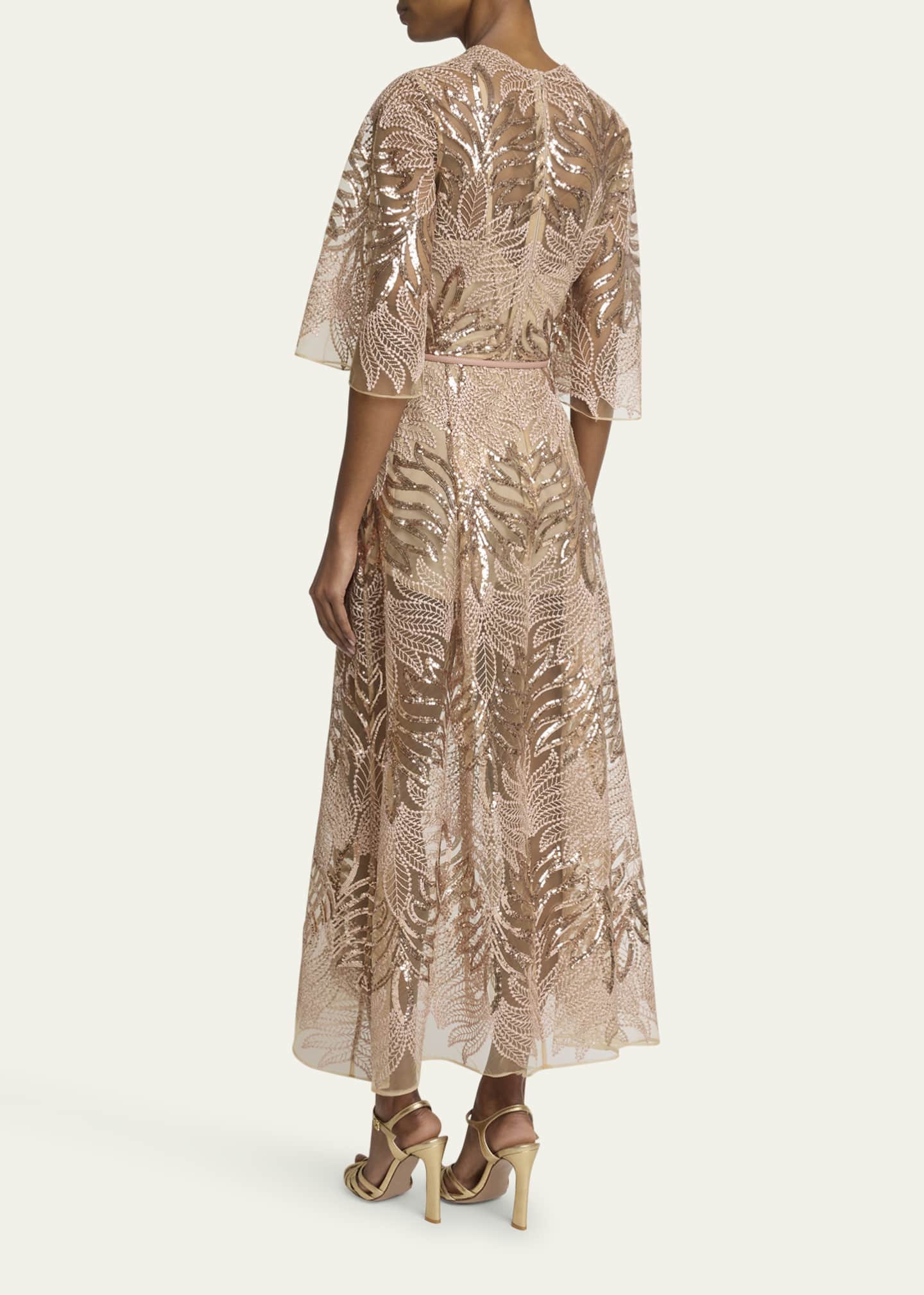 Elie Saab Sequin Embroidered Tulle Midi Dress Image 3 of 5