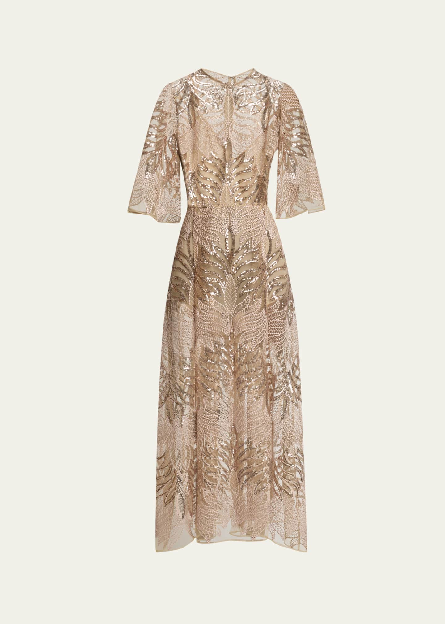 Elie Saab Sequin Embroidered Tulle Midi Dress Image 1 of 5