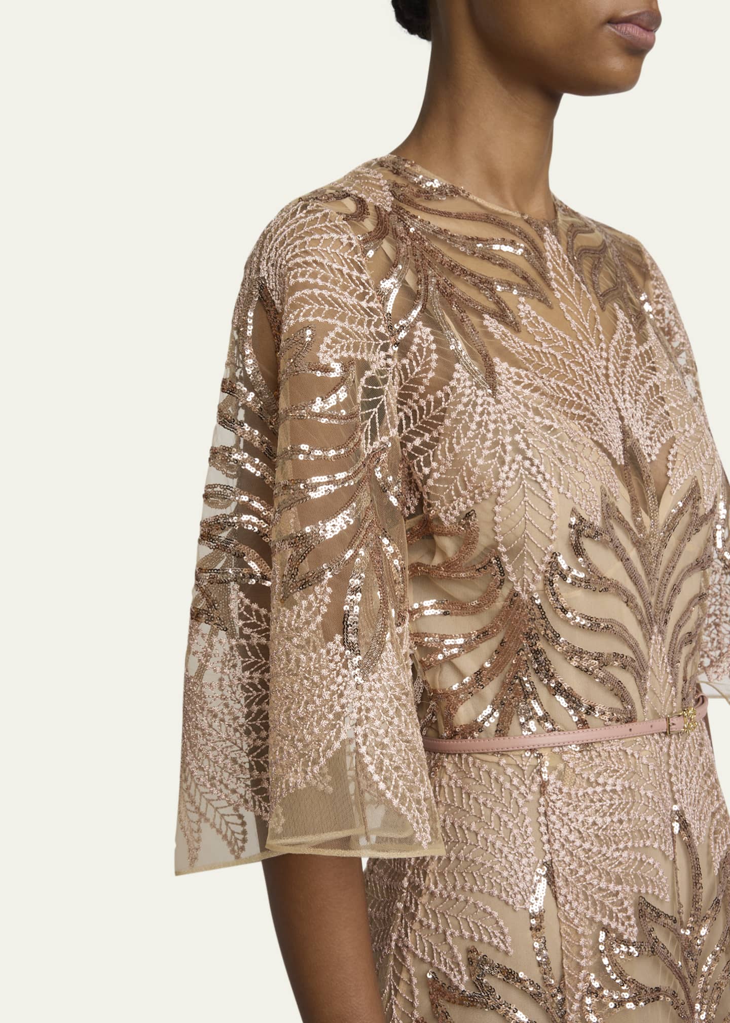 Elie Saab Sequin Embroidered Tulle Midi Dress Image 5 of 5