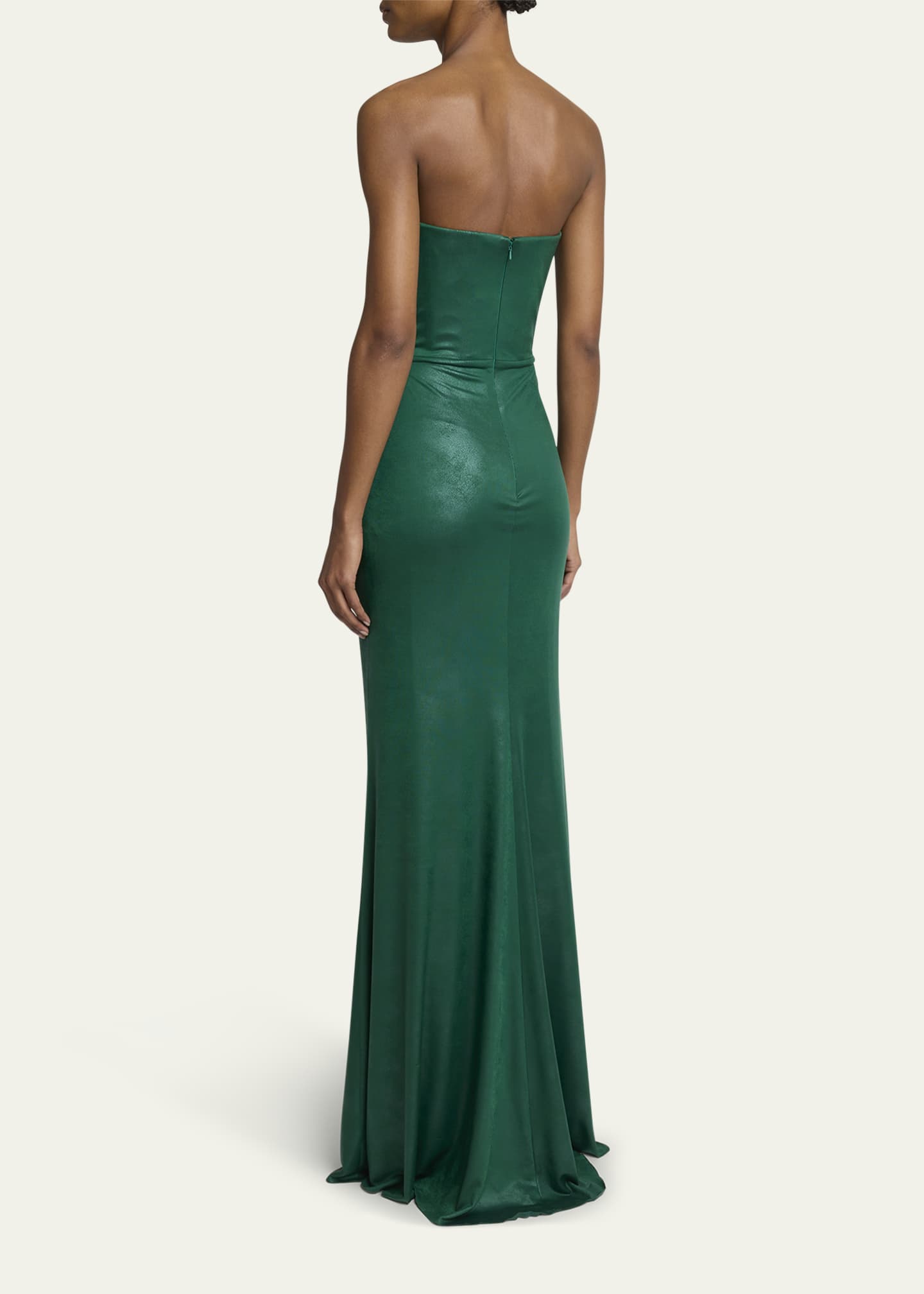 Elie Saab Strapless Ruched Coated Jersey Gown Image 3 of 5