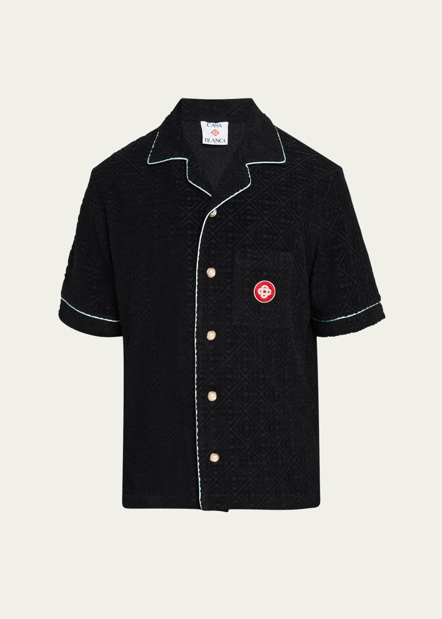 CASABLANCA Men's Terry Monogram Short-Sleeve Shirt