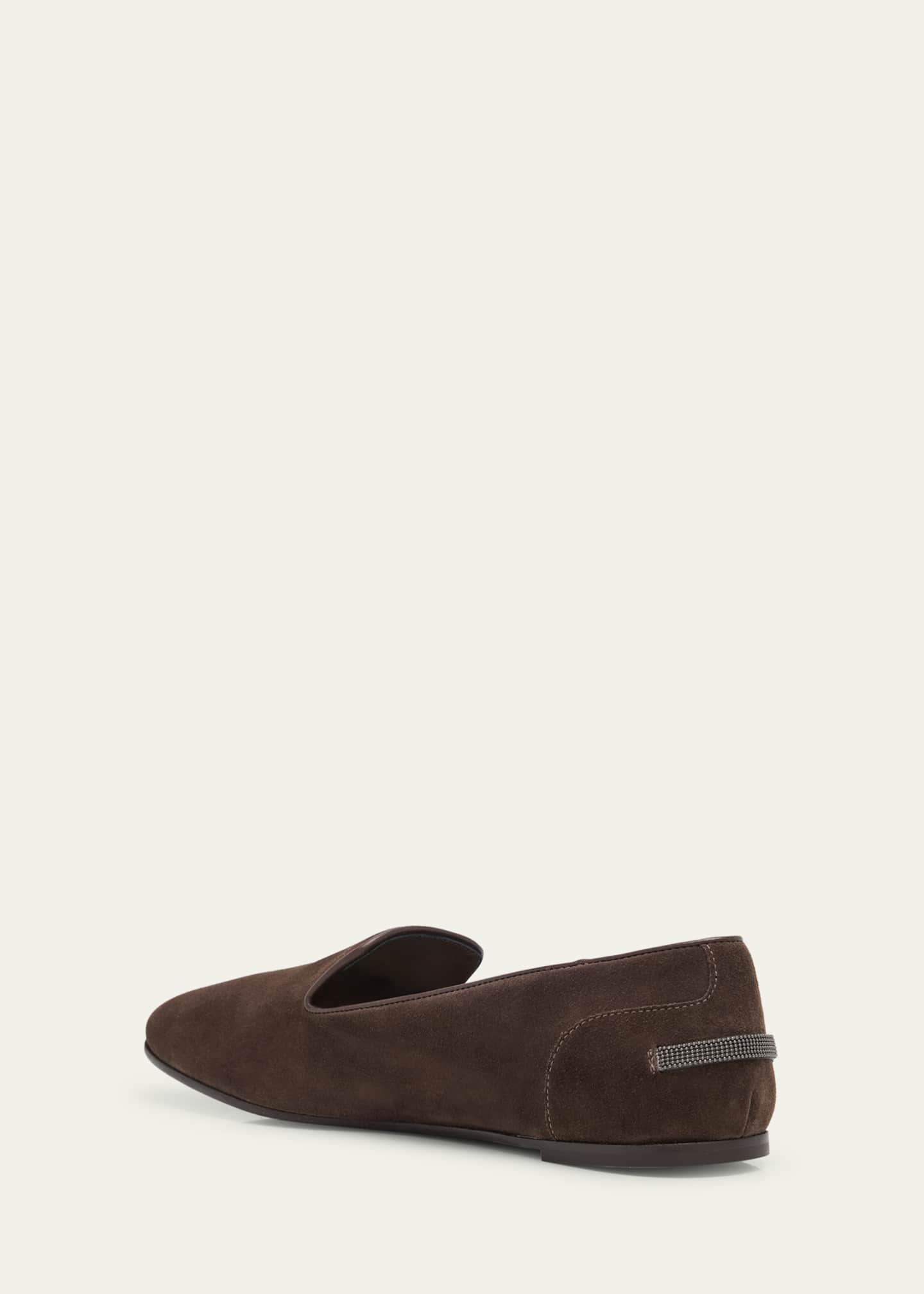 Brunello Cucinelli Monili Detail Suede Slippers - Bergdorf