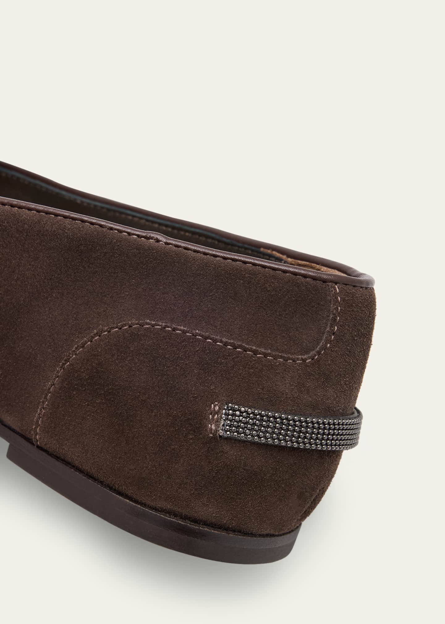 Brunello Cucinelli Monili Detail Suede Slippers Image 5 of 6