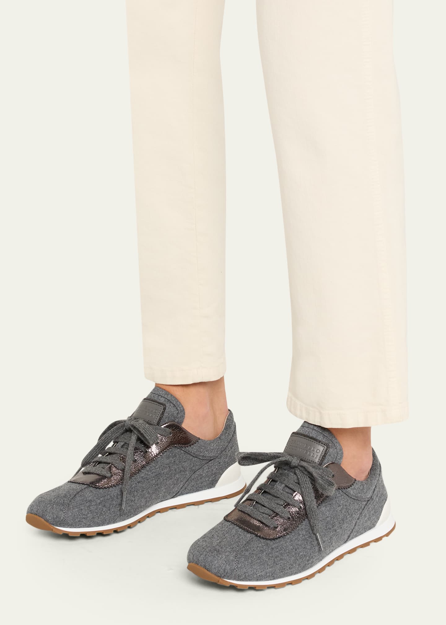 Brunello Cucinelli Suede Knit Slip-On Sneakers Image 2 of 6