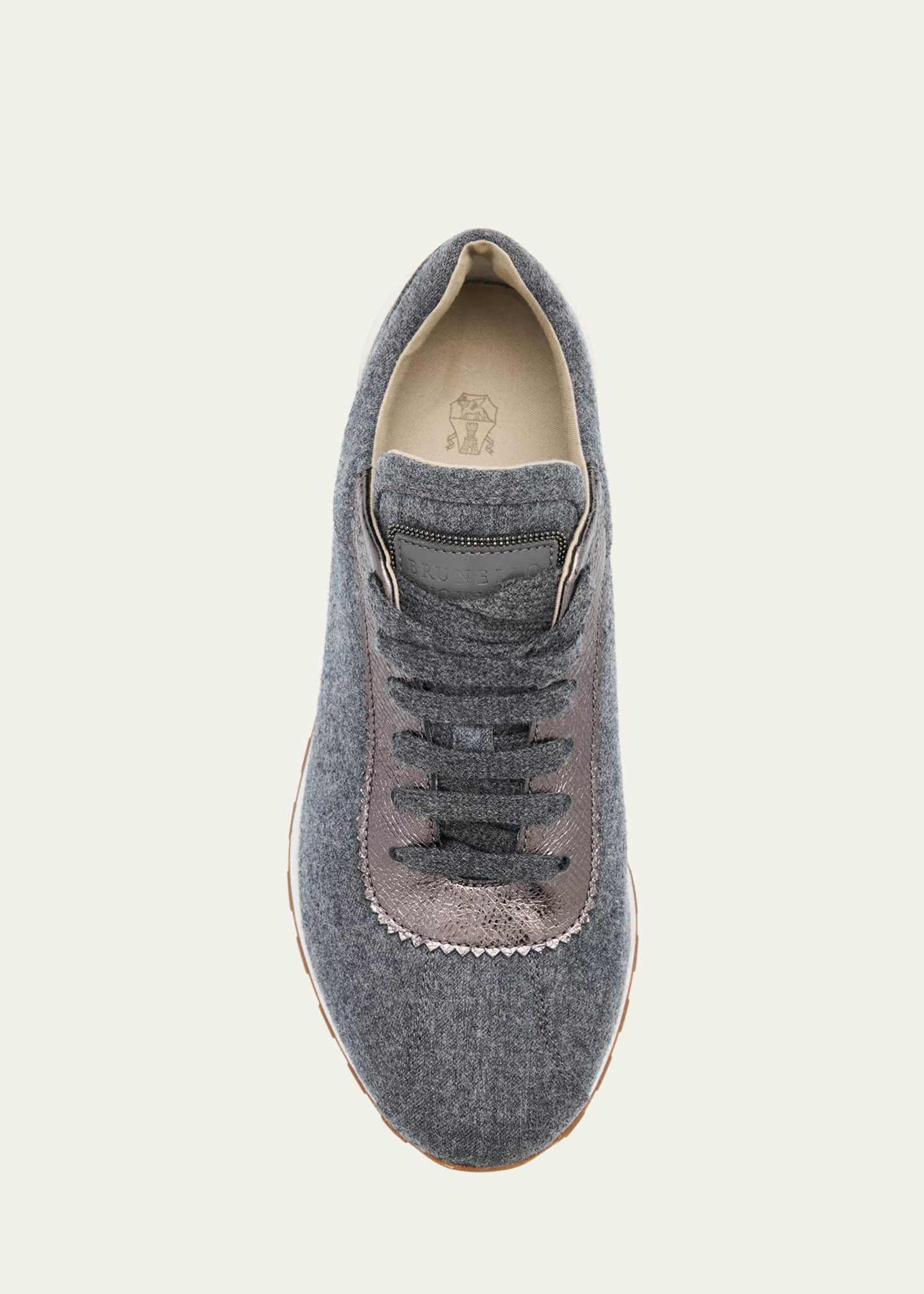 Brunello Cucinelli Suede Knit Slip-On Sneakers Image 6 of 6