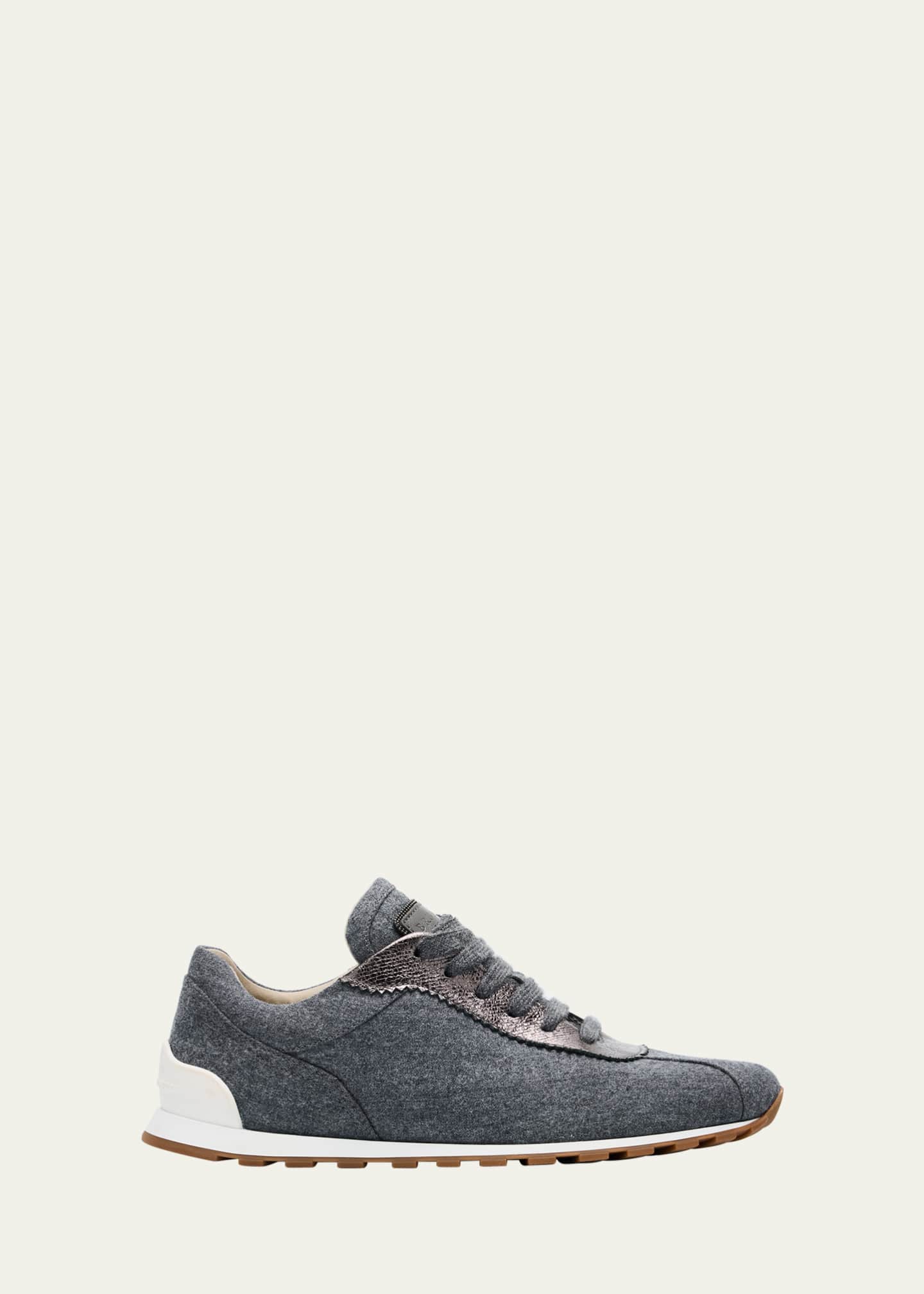 Brunello Cucinelli Suede Knit Slip-On Sneakers Image 1 of 6