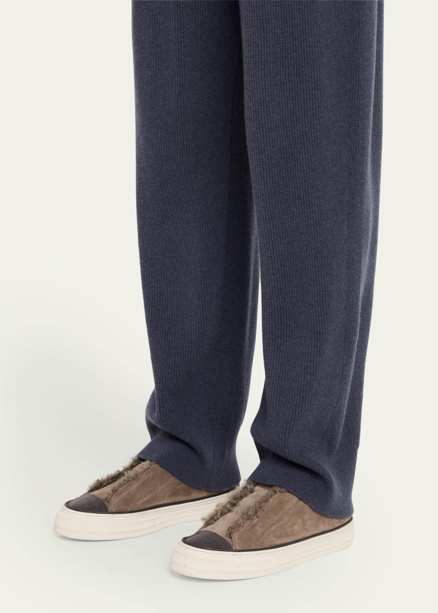 Monili Detail Shearling-Lined Slip-On Sneakers