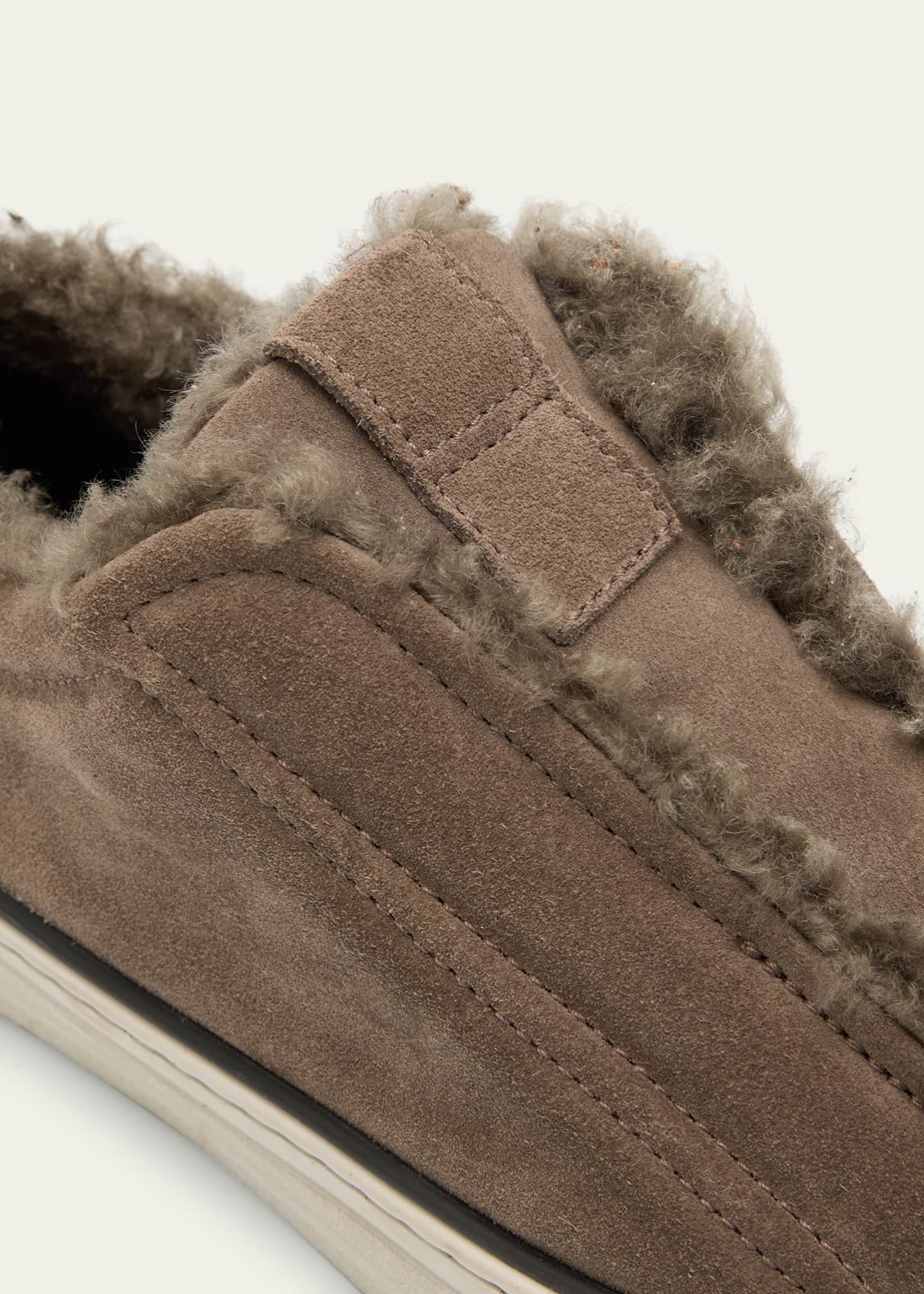 Monili Detail Shearling-Lined Slip-On Sneakers