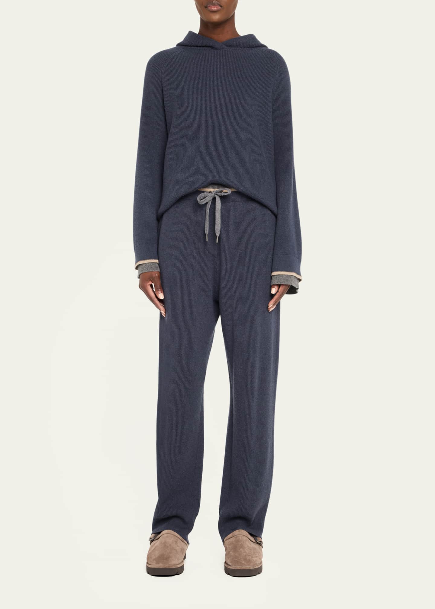 Brunello Cucinelli Shiny Detail Shearling-Lined Suede Mules Image 3 of 6