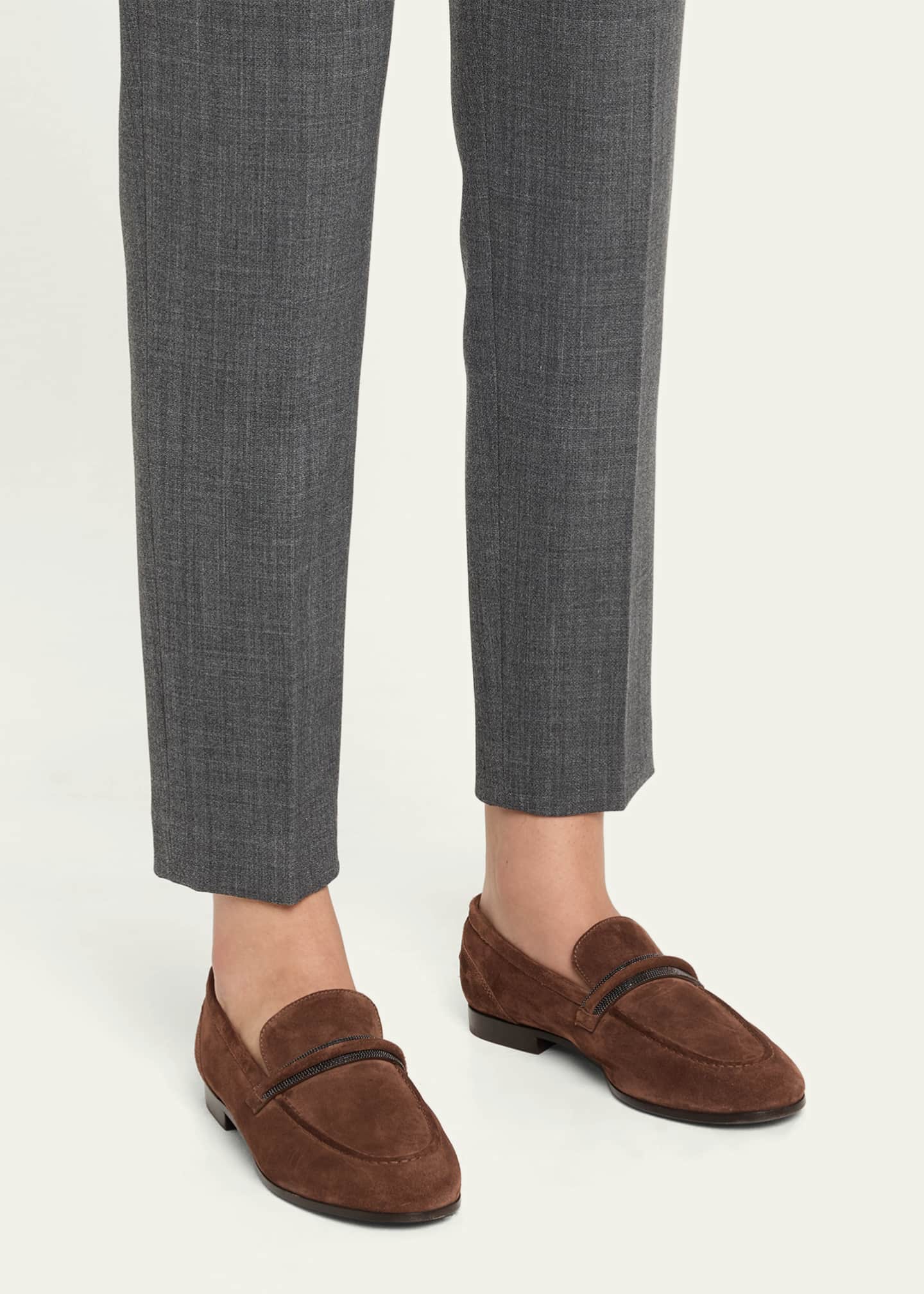 Brunello Cucinelli Calf Hair Loafers with Monili Bar Strap Image 2 of 6