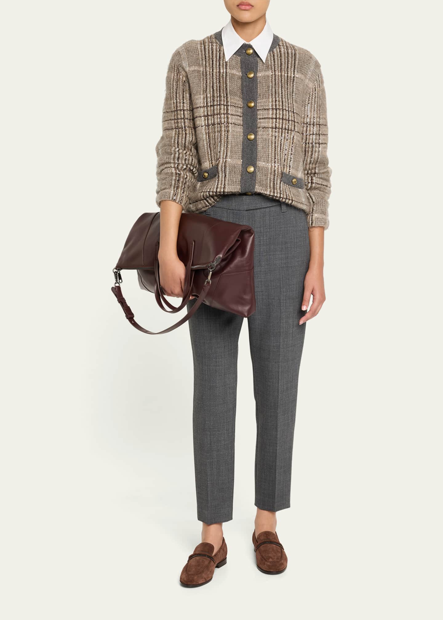 Brunello Cucinelli Calf Hair Loafers with Monili Bar Strap Image 3 of 6