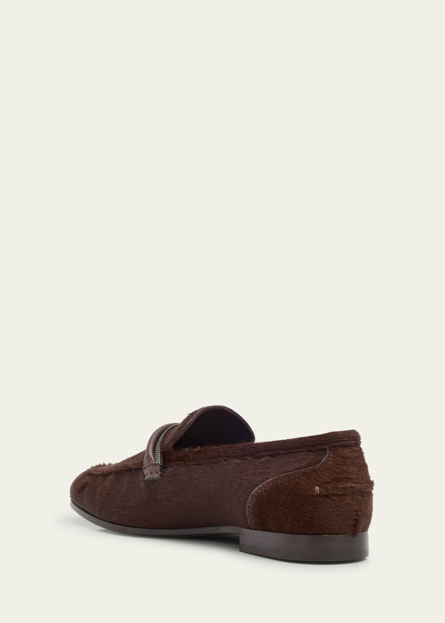 Brunello Cucinelli Calf Hair Loafers with Monili Bar Strap Image 4 of 6