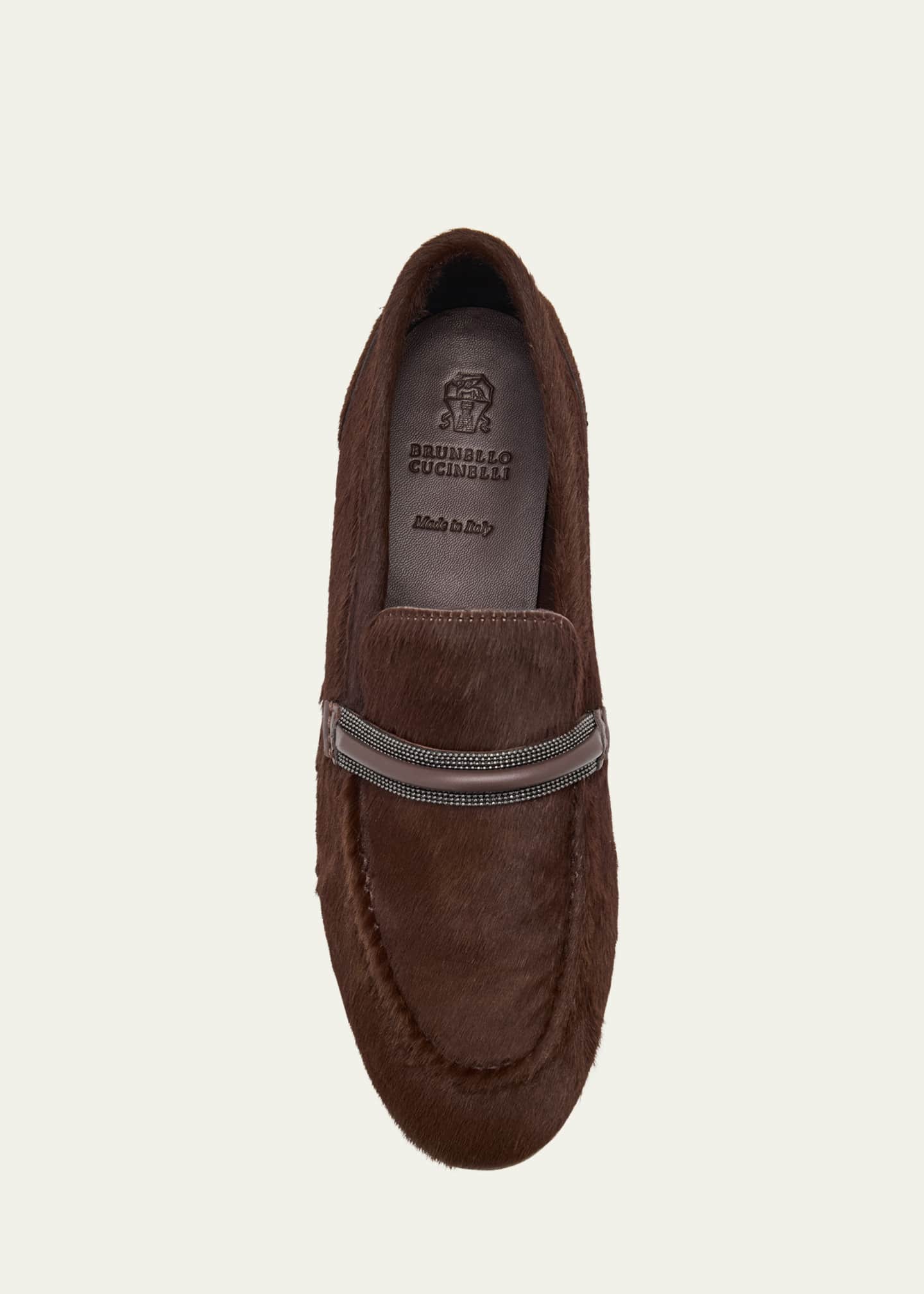 Brunello Cucinelli Calf Hair Loafers with Monili Bar Strap Image 6 of 6