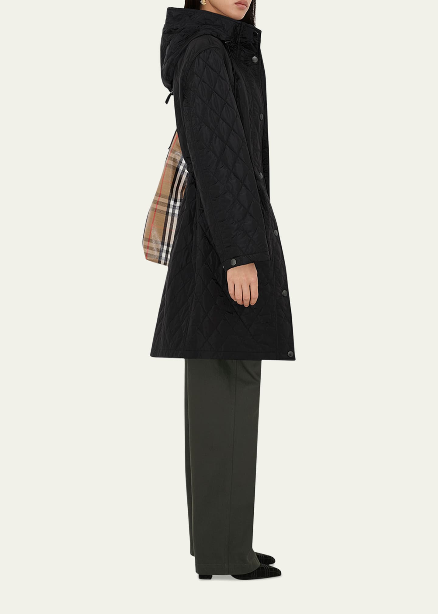Burberry Hillgate Quilted Long Hooded Jacket - Bergdorf Goodman