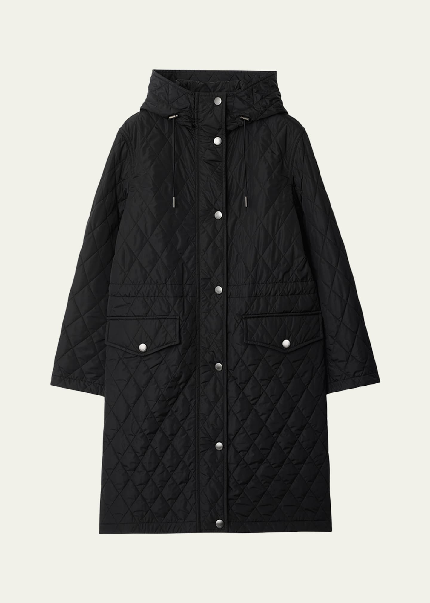 Burberry Hillgate Quilted Long Hooded Jacket - Bergdorf Goodman