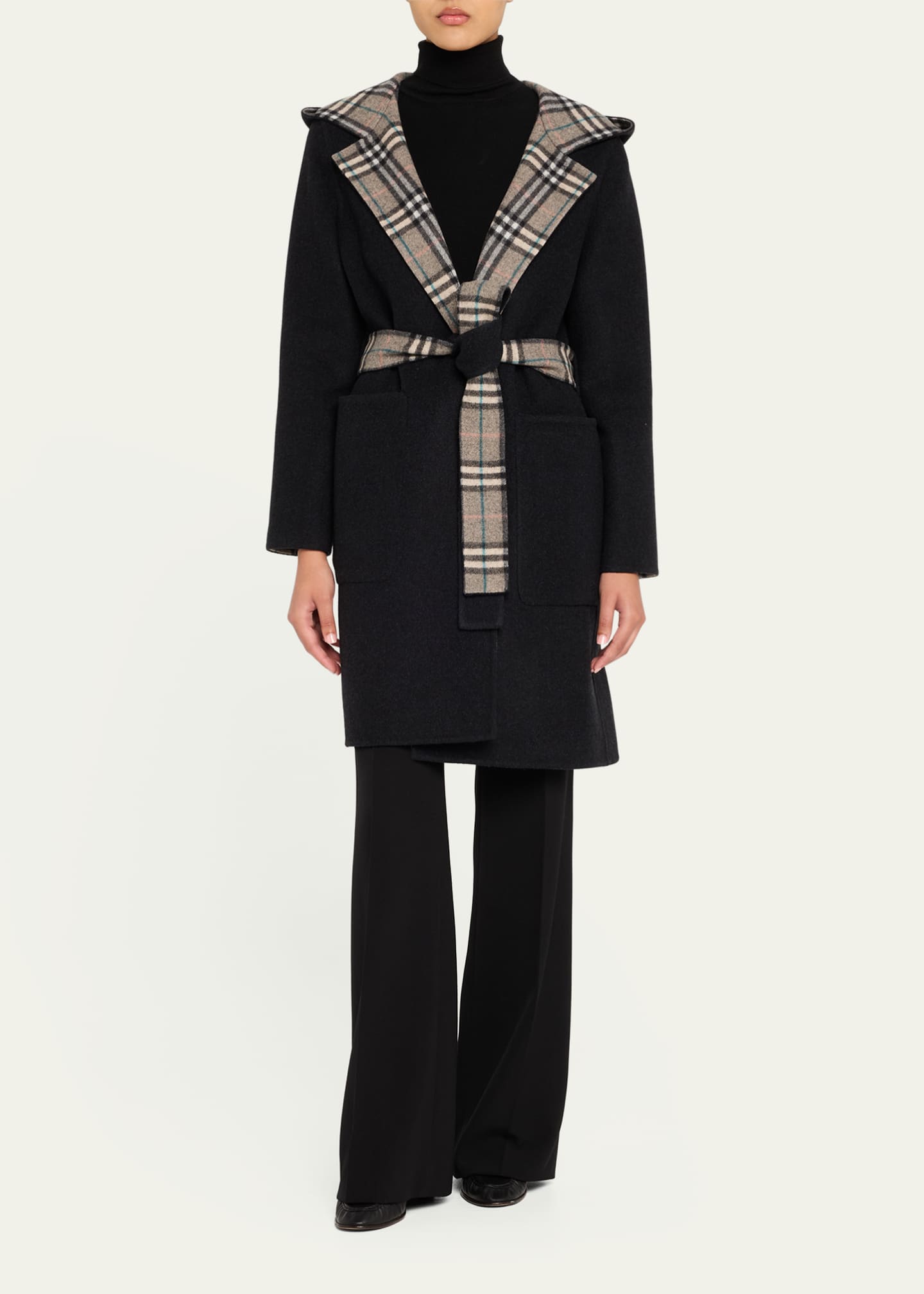 Burberry Hampshire Hooded Wool Wrap Coat Image 2 of 5