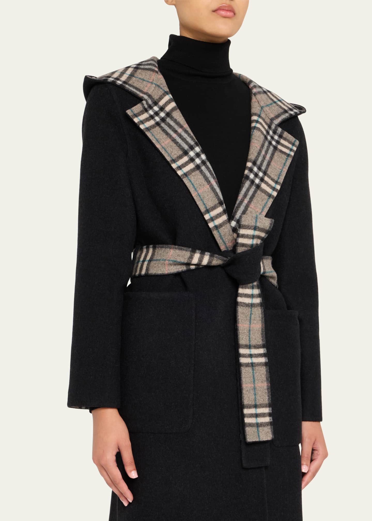 Burberry Hampshire Hooded Wool Wrap Coat Image 4 of 5