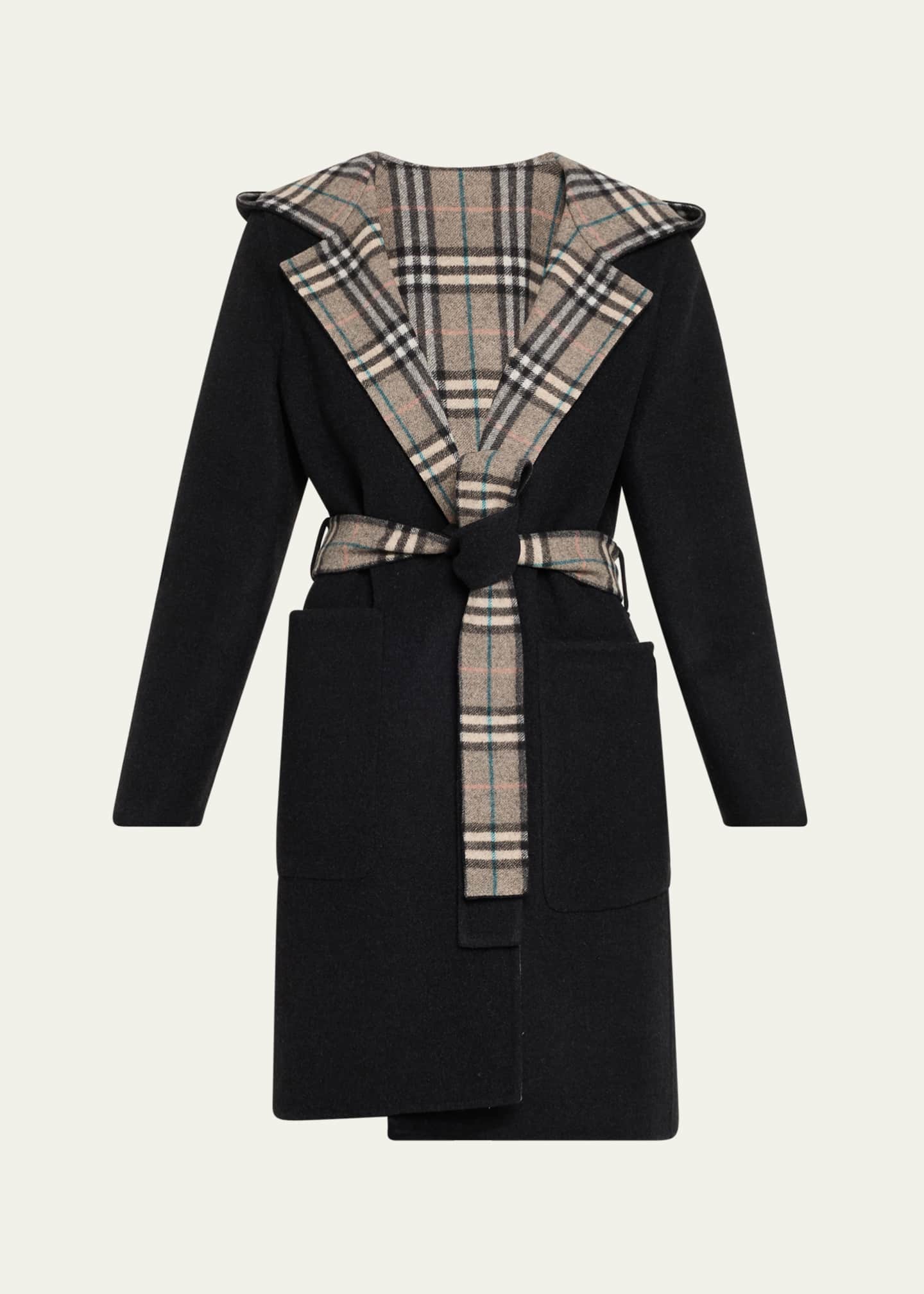 Burberry Hampshire Hooded Wool Wrap Coat Image 1 of 5
