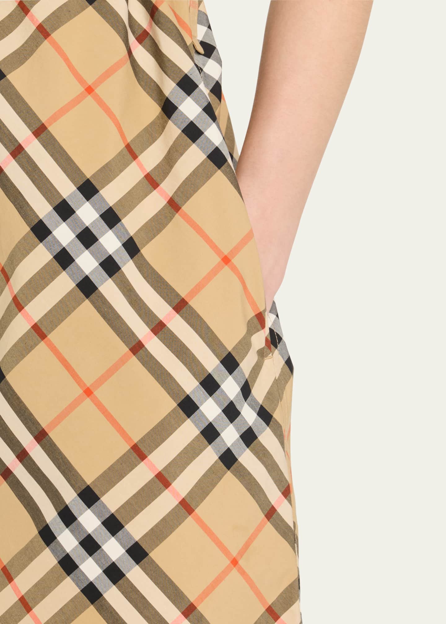 Burberry Check Short-Sleeve Belted Mini Shirtdress Image 5 of 5