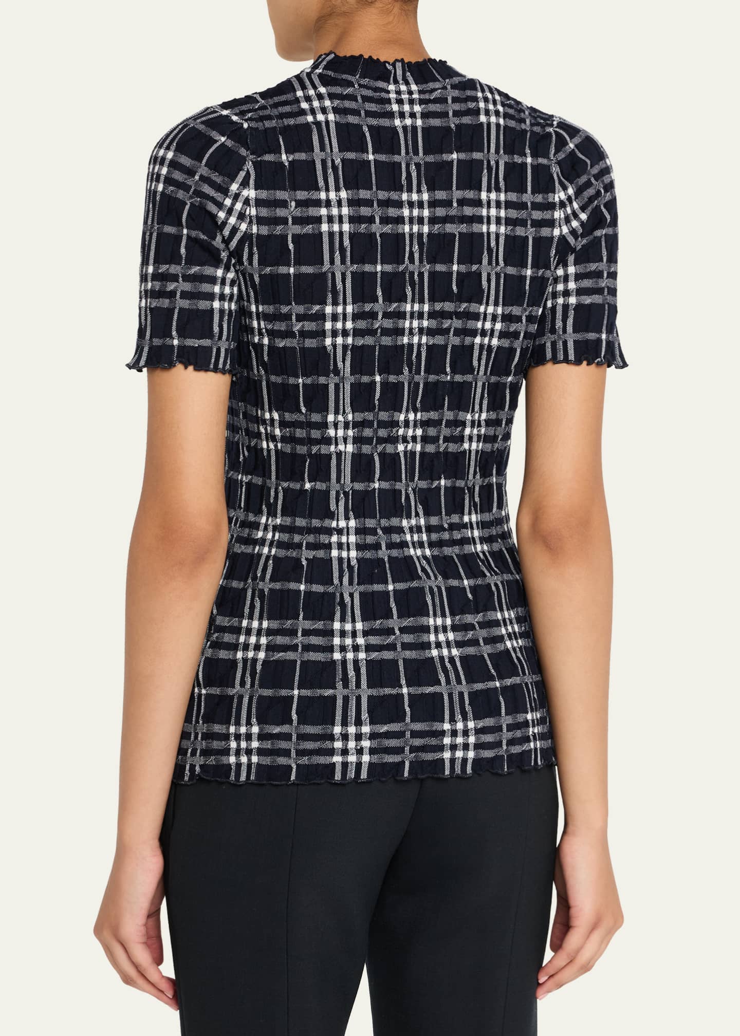 Burberry Check Short-Sleeve Crinkle Top Image 3 of 5