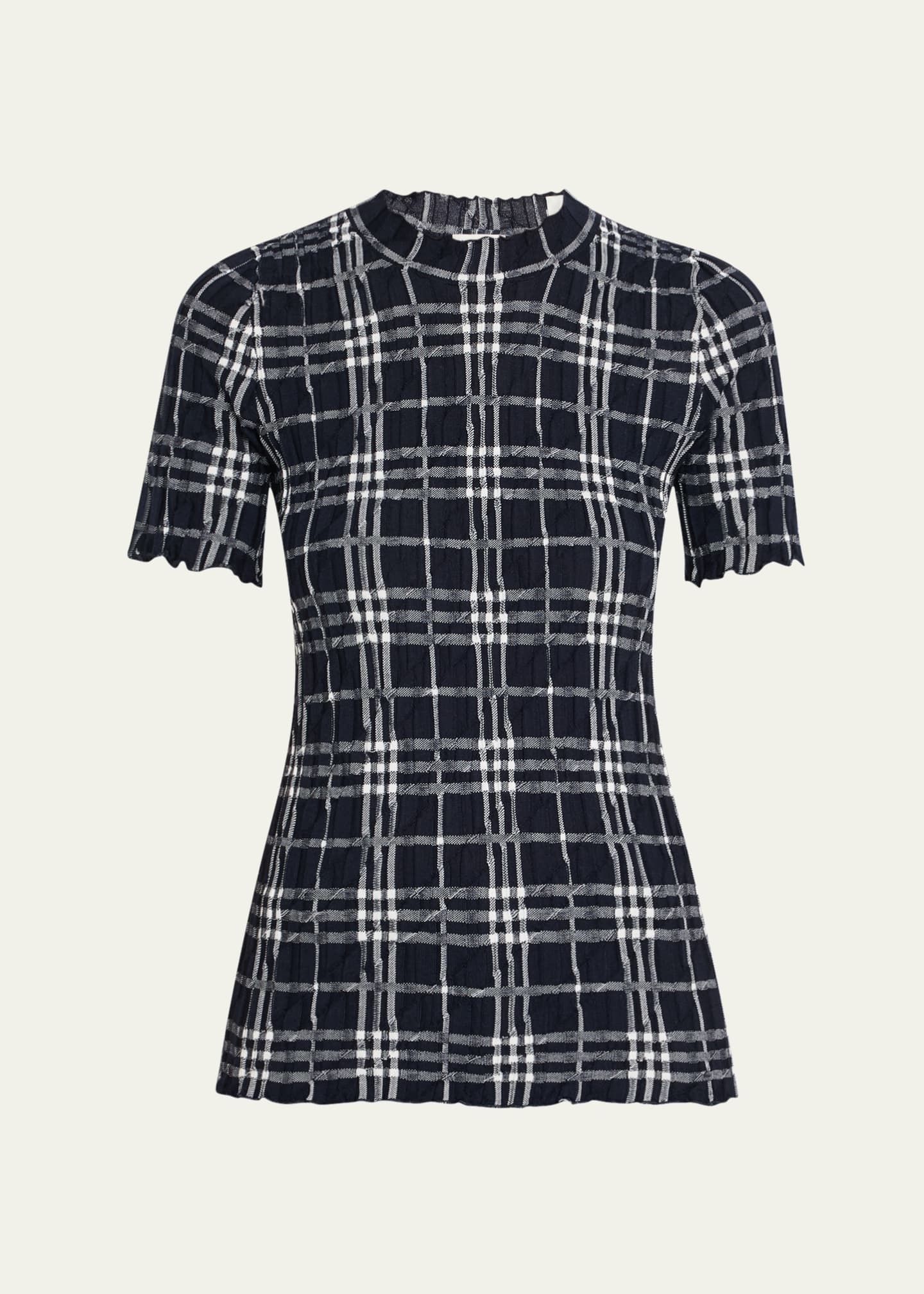 Burberry Check Short-Sleeve Crinkle Top Image 1 of 5