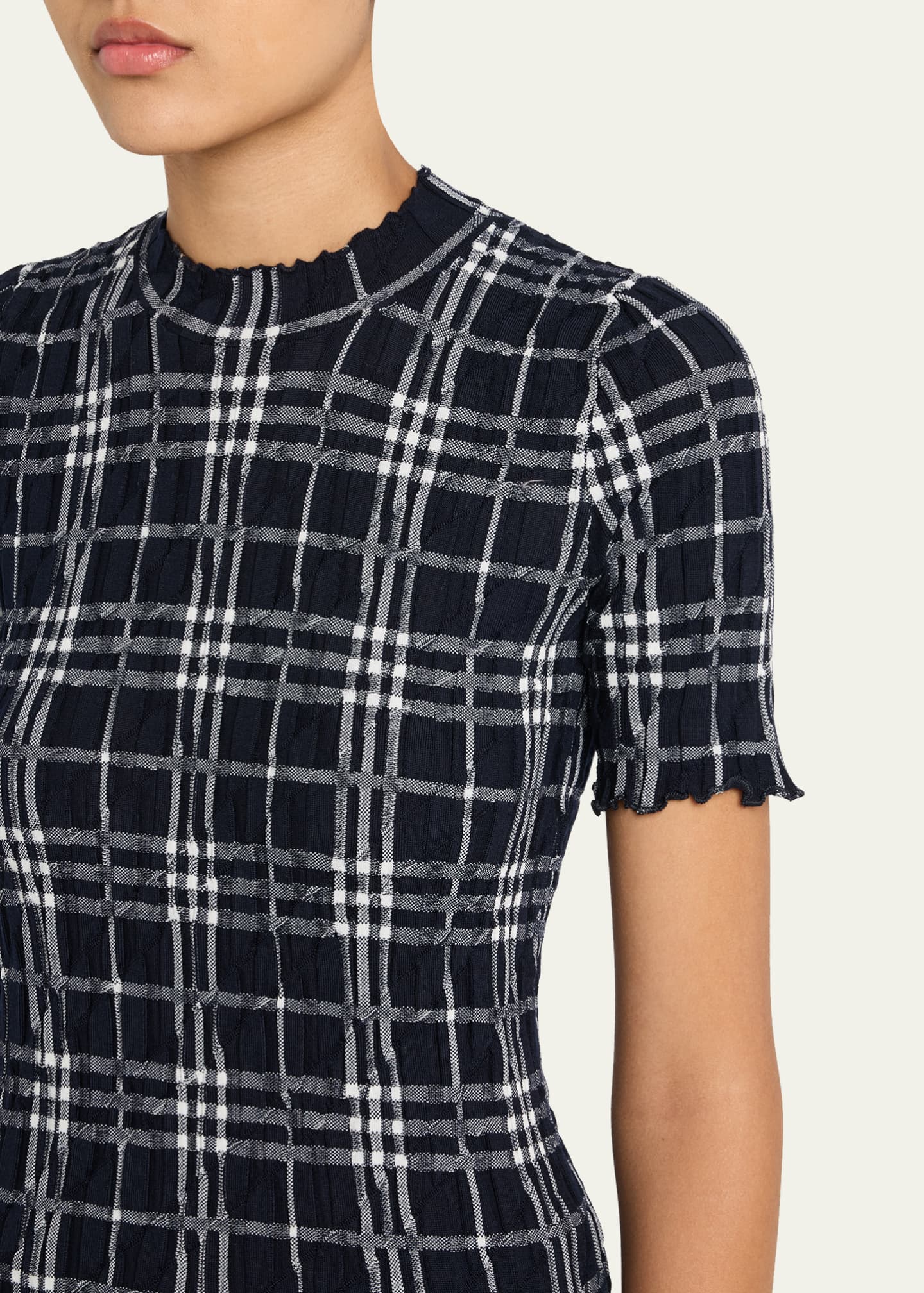Burberry Check Short-Sleeve Crinkle Top Image 5 of 5