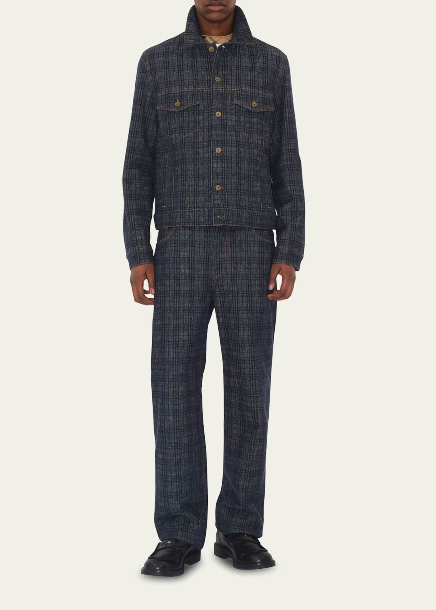 Burberry Men's Denim Check Five-Pocket Pants Image 2 of 5