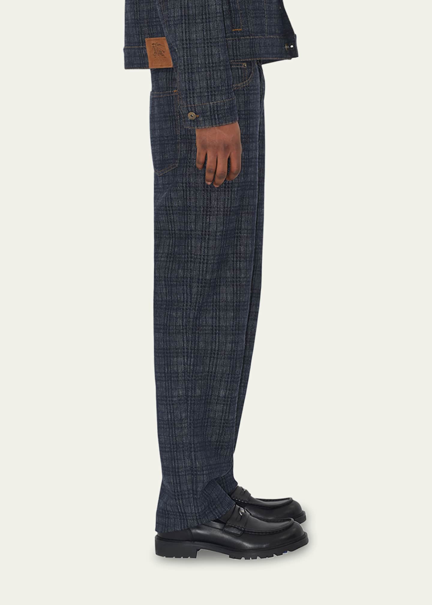 Burberry Men's Denim Check Five-Pocket Pants Image 4 of 5