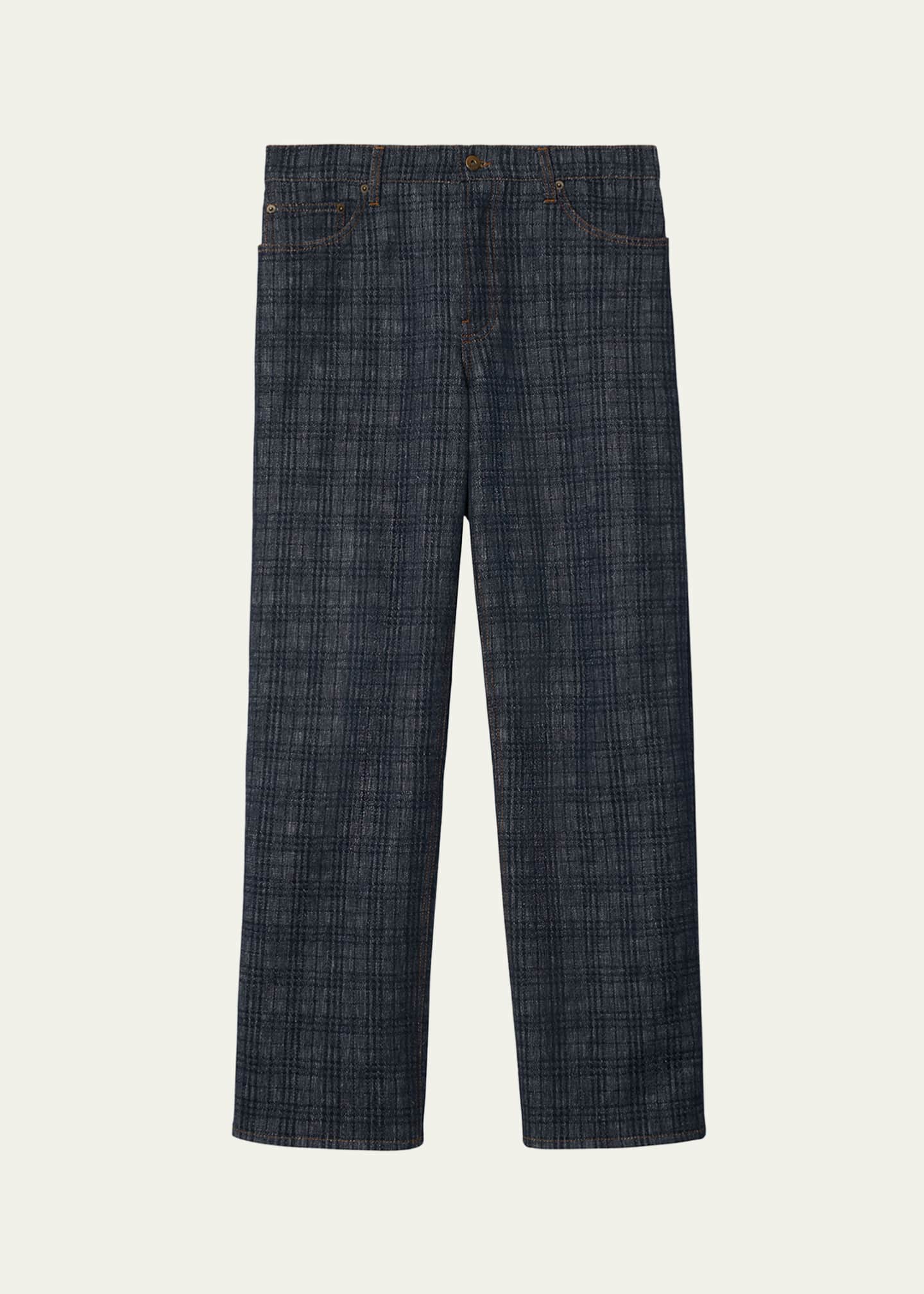 Burberry Men's Denim Check Five-Pocket Pants Image 1 of 5