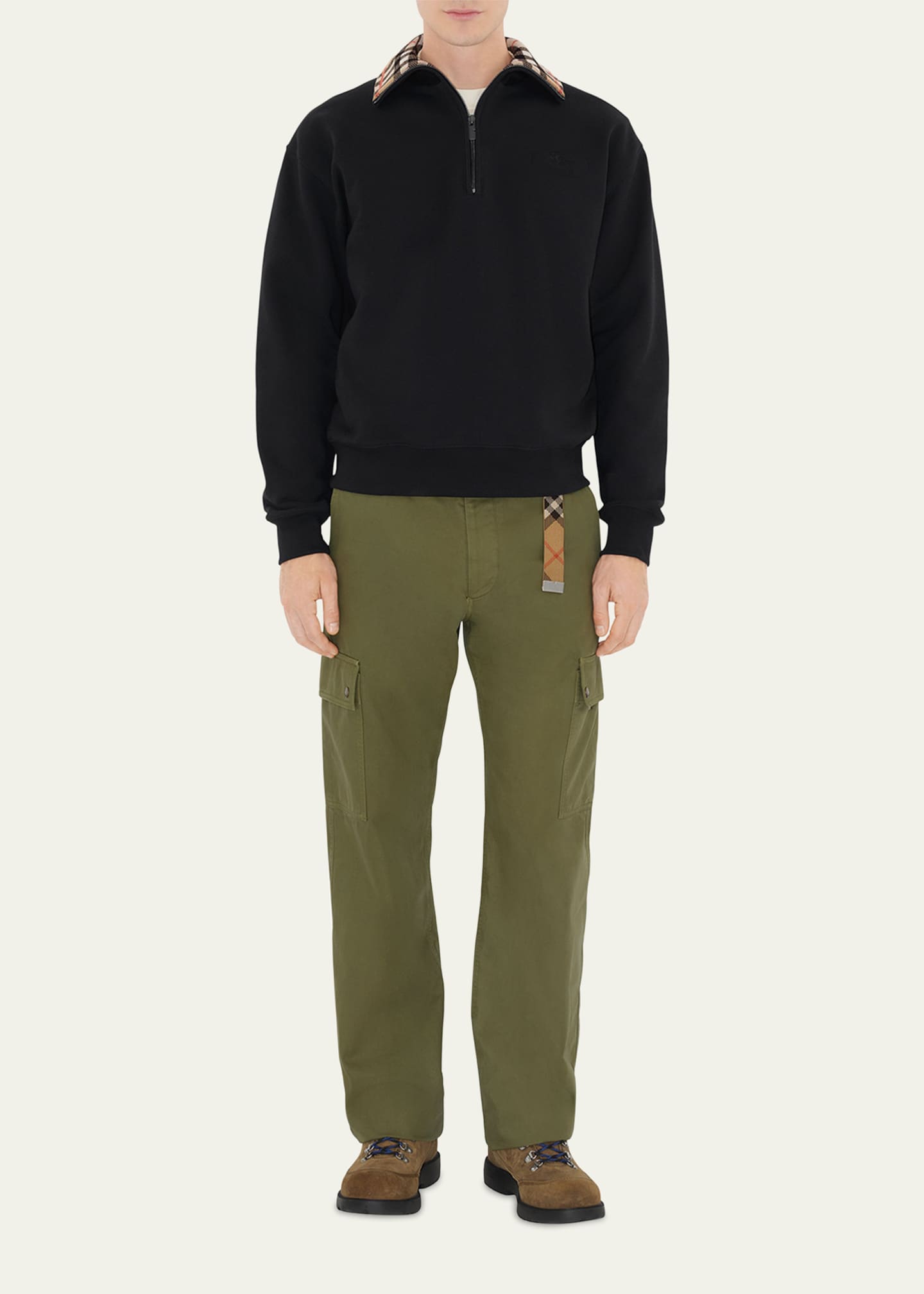 Burberry Men's Check-Collar Quarter-Zip Sweater Image 2 of 5