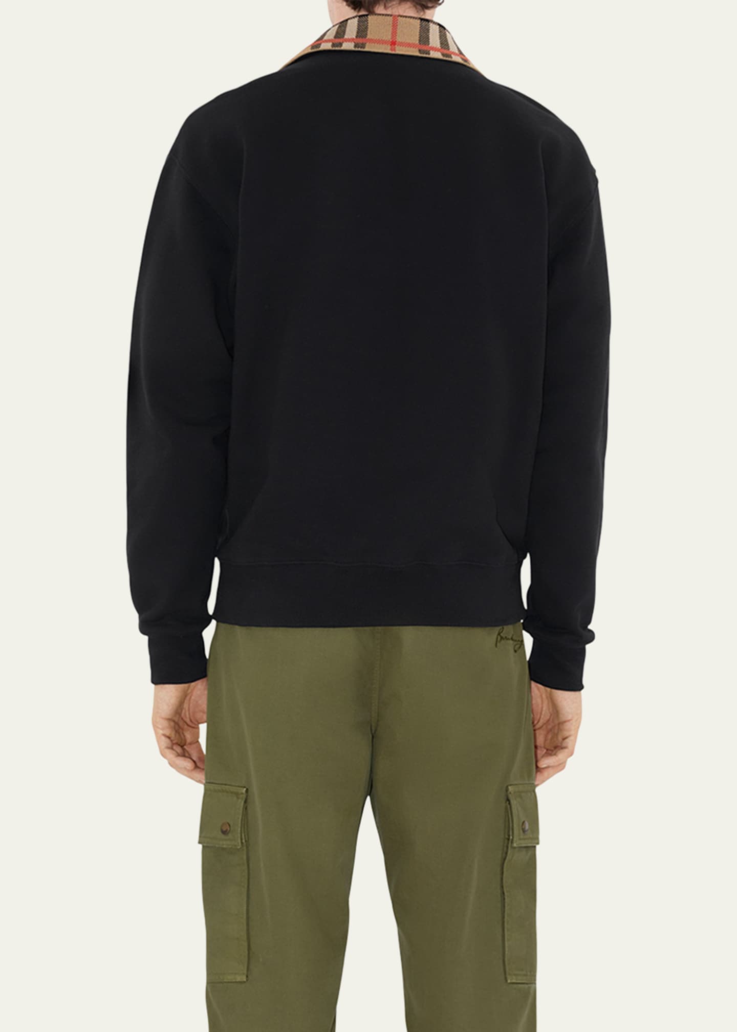 Burberry Men's Check-Collar Quarter-Zip Sweater Image 3 of 5