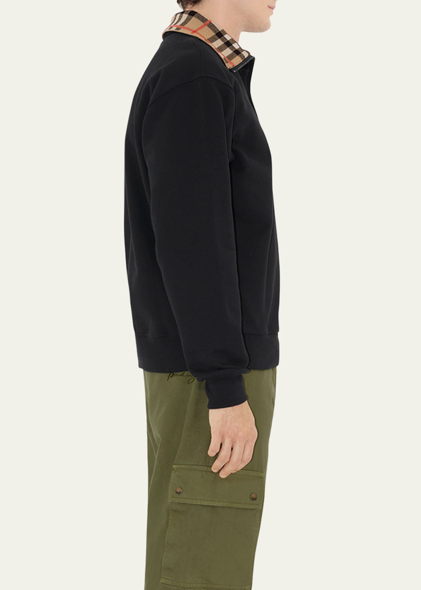Burberry Men's Check-Collar Quarter-Zip Sweater Image 4 of 5