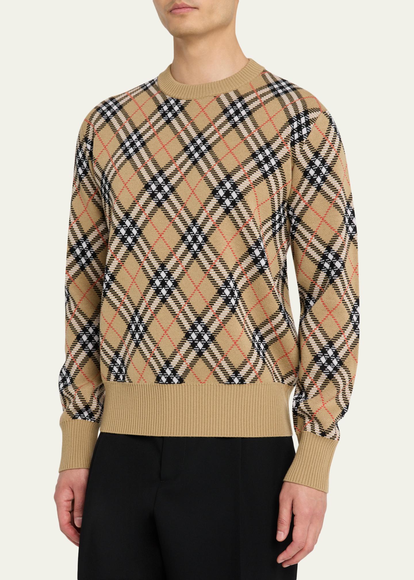 Burberry Men's Vintage Check Knit Crewneck Sweater - Bergdorf Goodman