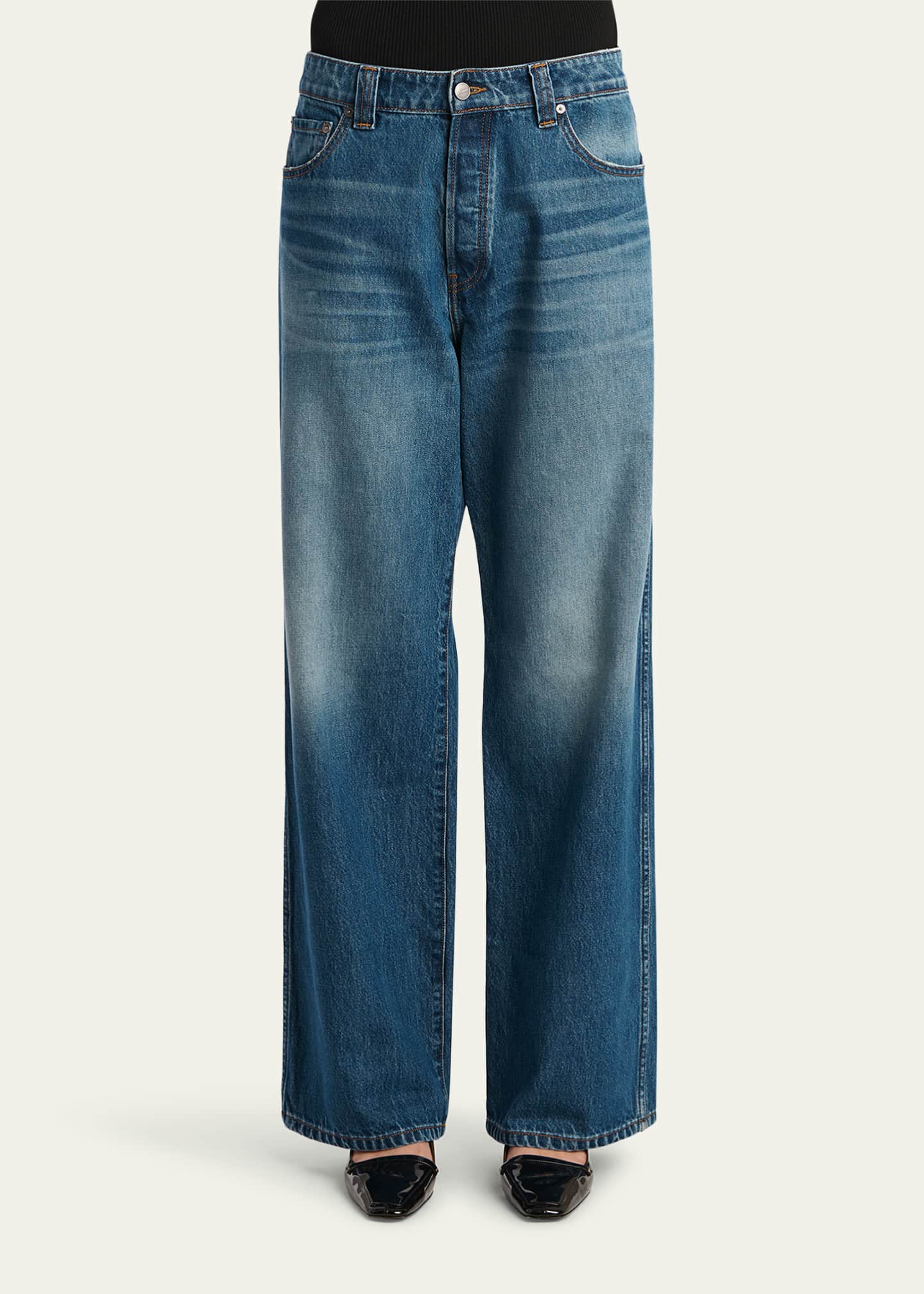 Khaite Winslow Low-Rise Wide-Leg Jeans Image 4 of 5
