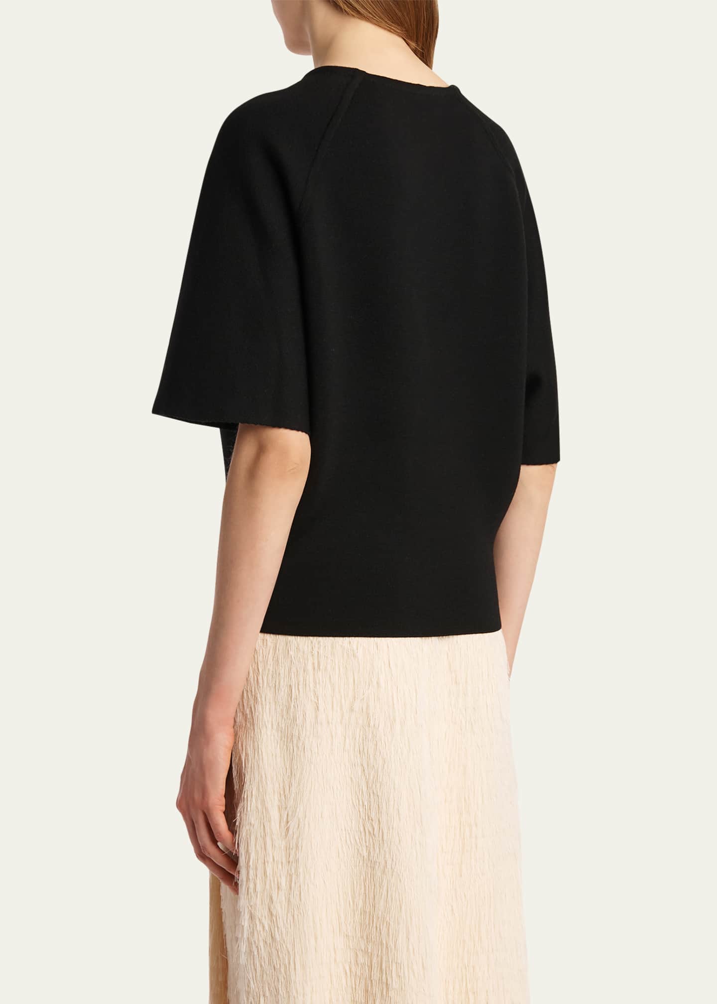 Khaite Warren Elbow-Sleeve Wool-Blend Top Image 3 of 5