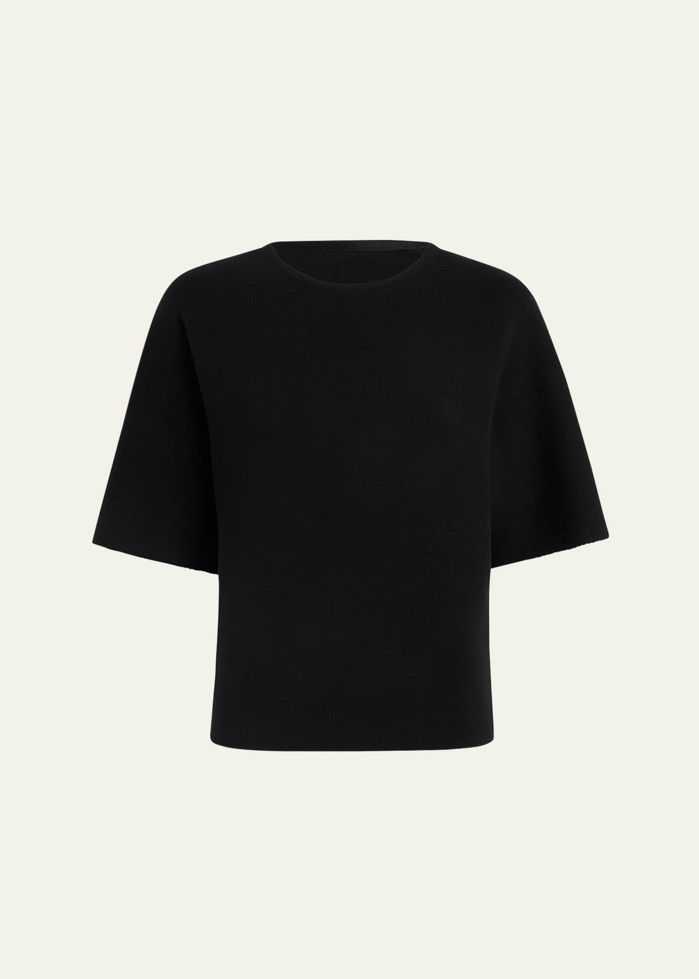 Khaite Warren Elbow-Sleeve Wool-Blend Top Image 1 of 5
