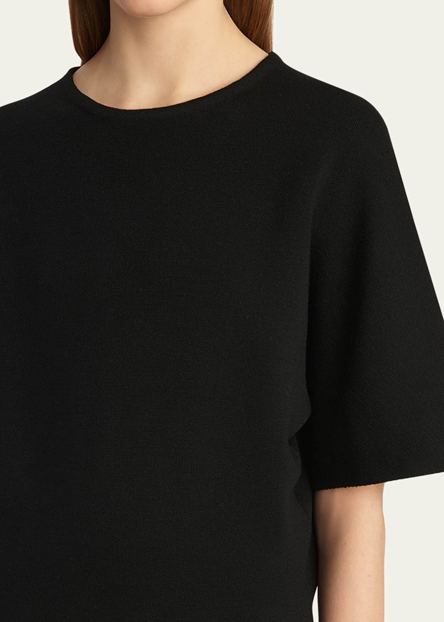 Khaite Warren Elbow-Sleeve Wool-Blend Top Image 5 of 5