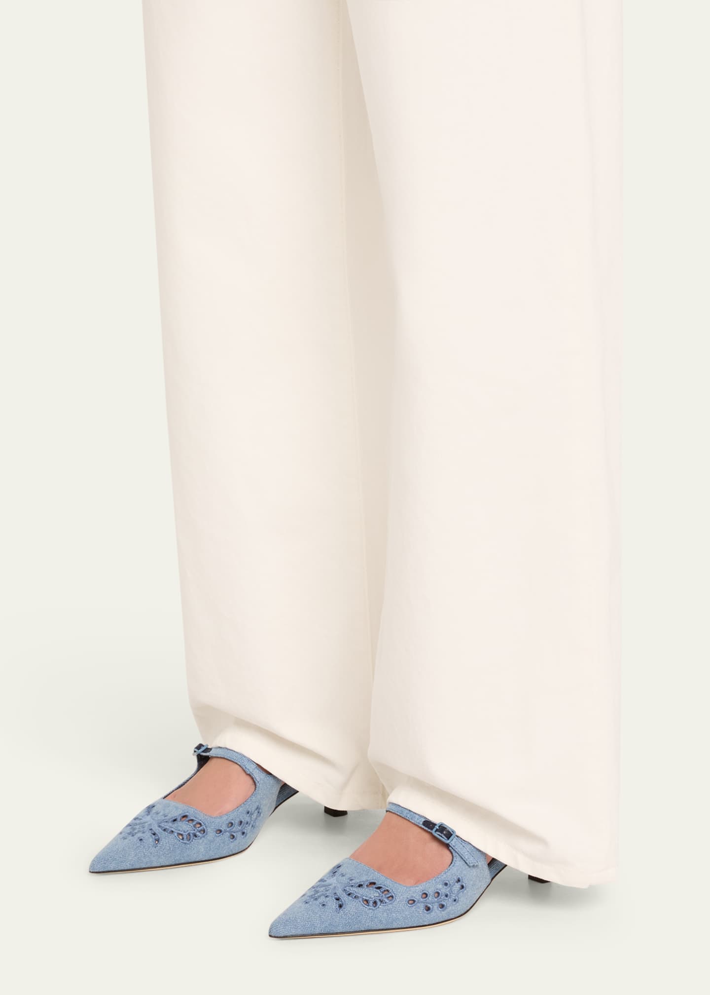 Jimmy Choo Didi 45 Embroidered Chambray Slingback Pumps Image 2 of 6