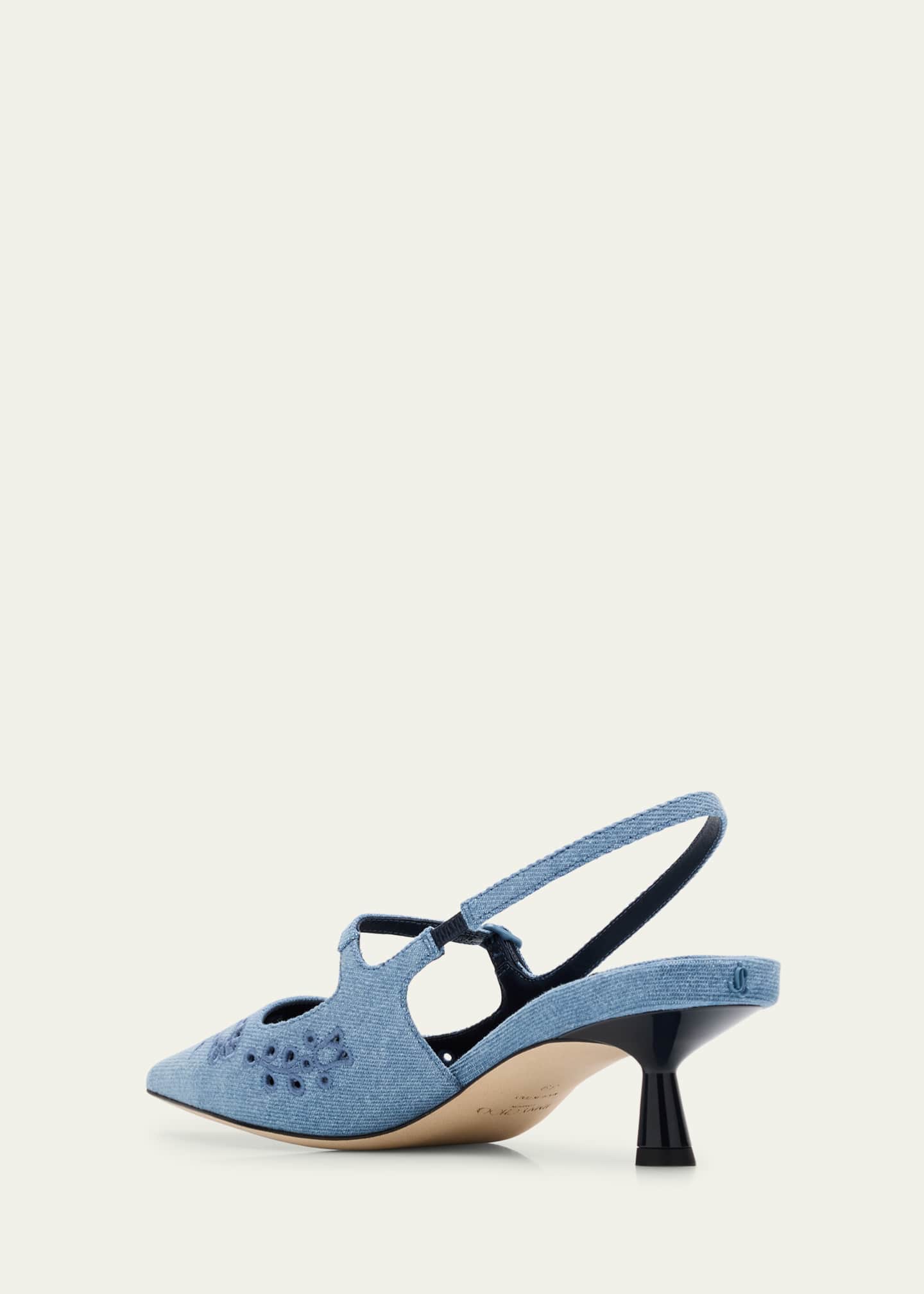 Jimmy Choo Didi 45 Embroidered Chambray Slingback Pumps Image 4 of 6