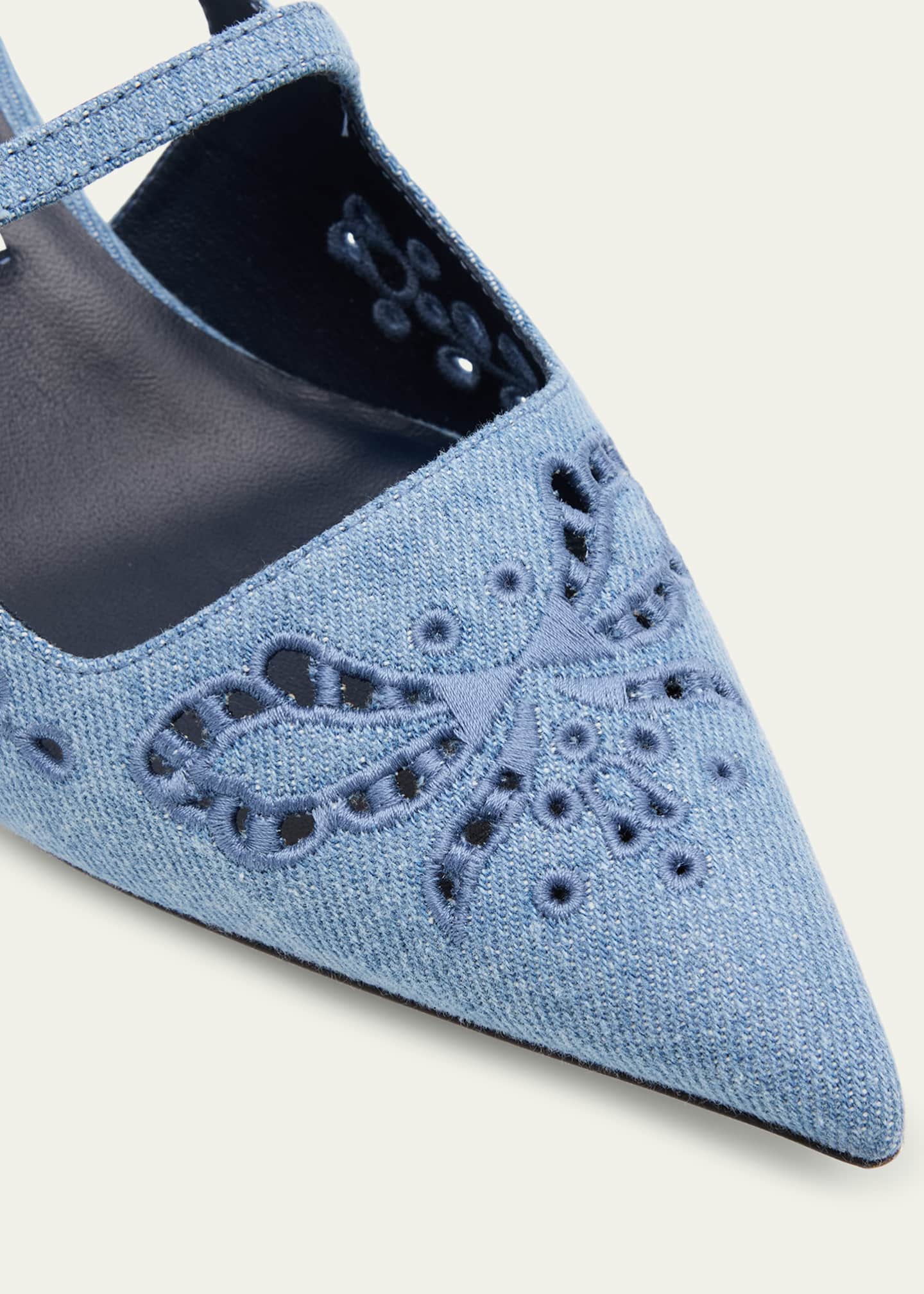 Jimmy Choo Didi 45 Embroidered Chambray Slingback Pumps Image 5 of 6