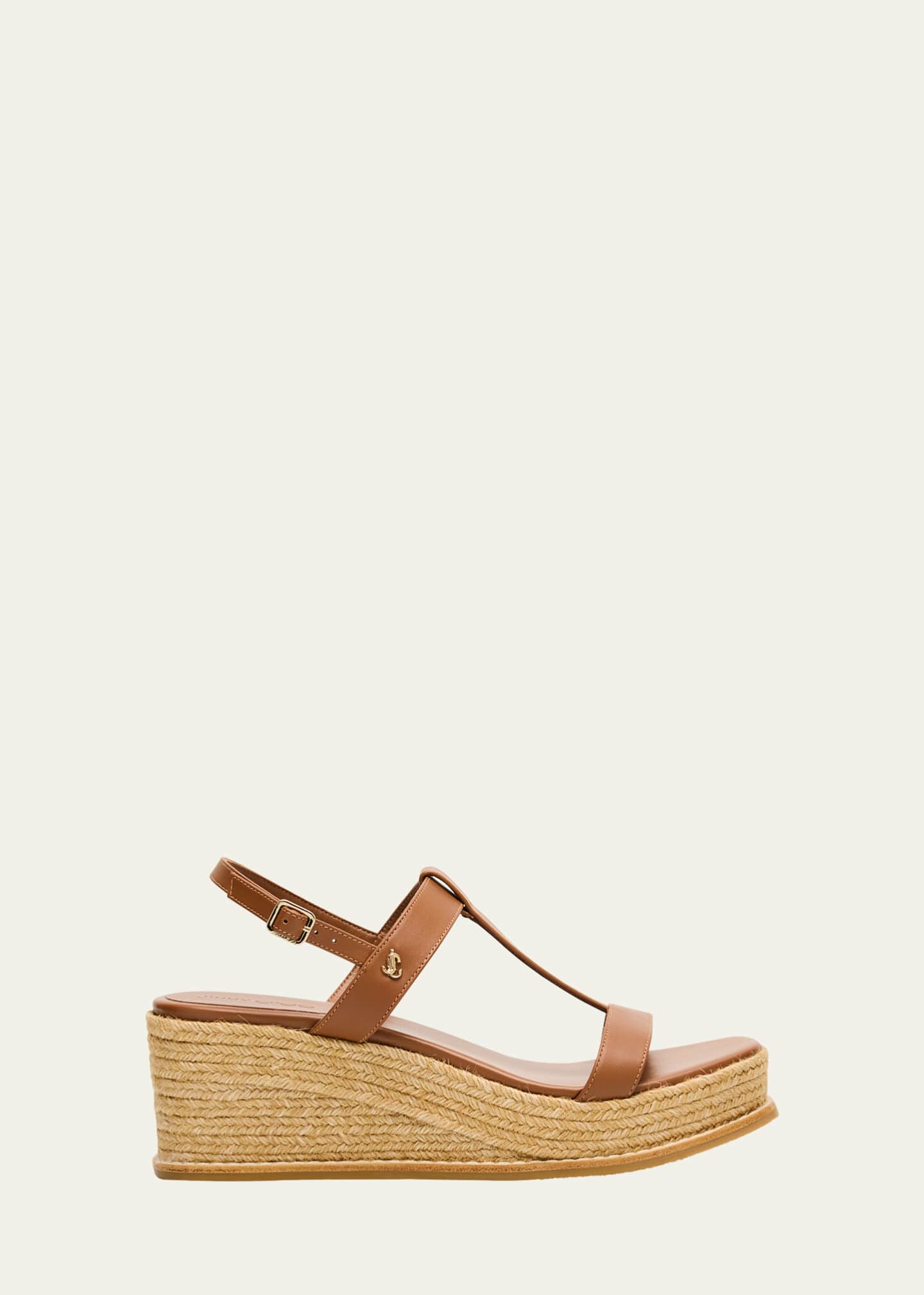 Jimmy Choo Theia 60 Leather Wedge Sandals Image 1 of 6