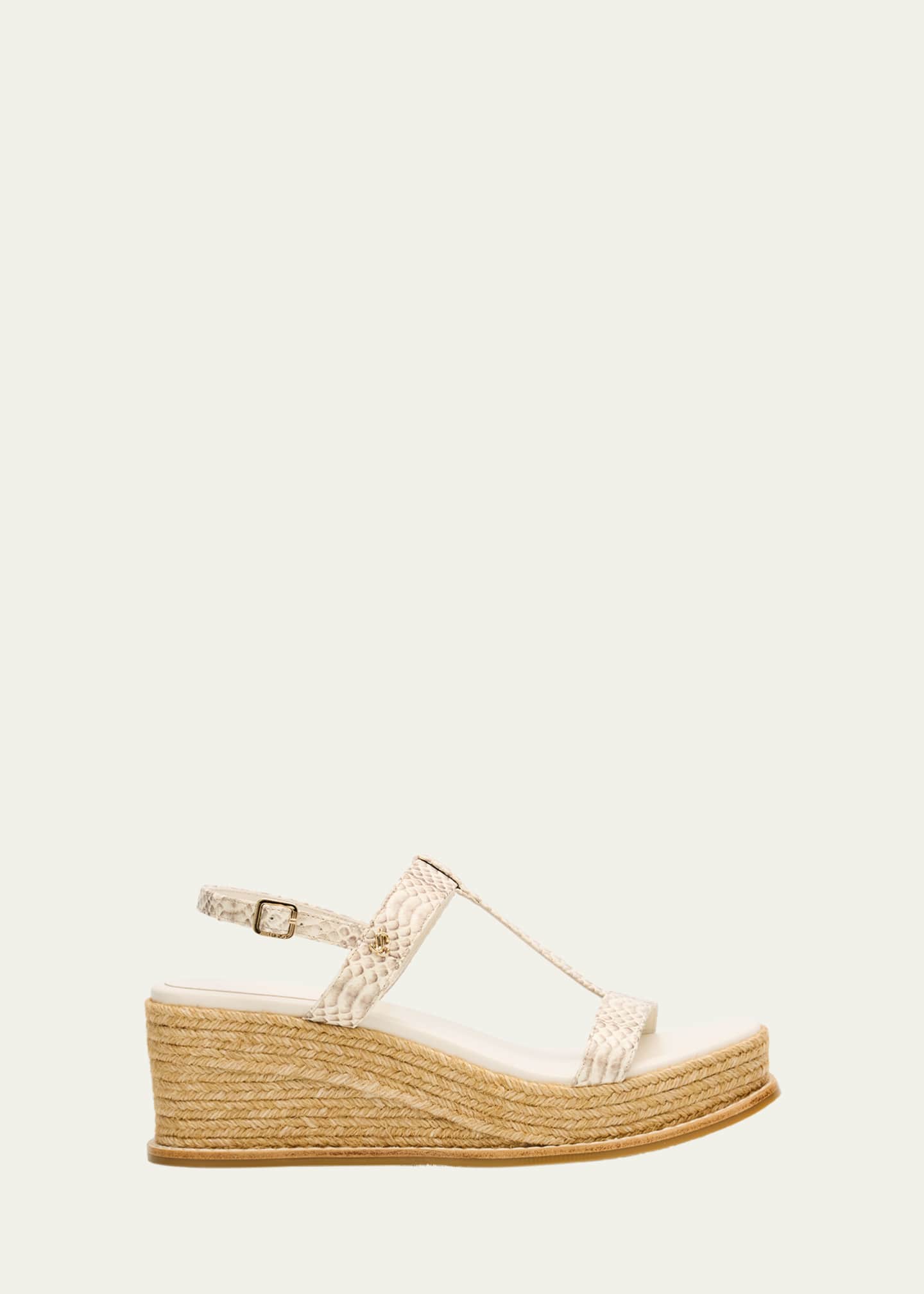 Jimmy Choo Theia 60 Snake-Printed Leather Wedge Sandals Image 1 of 4
