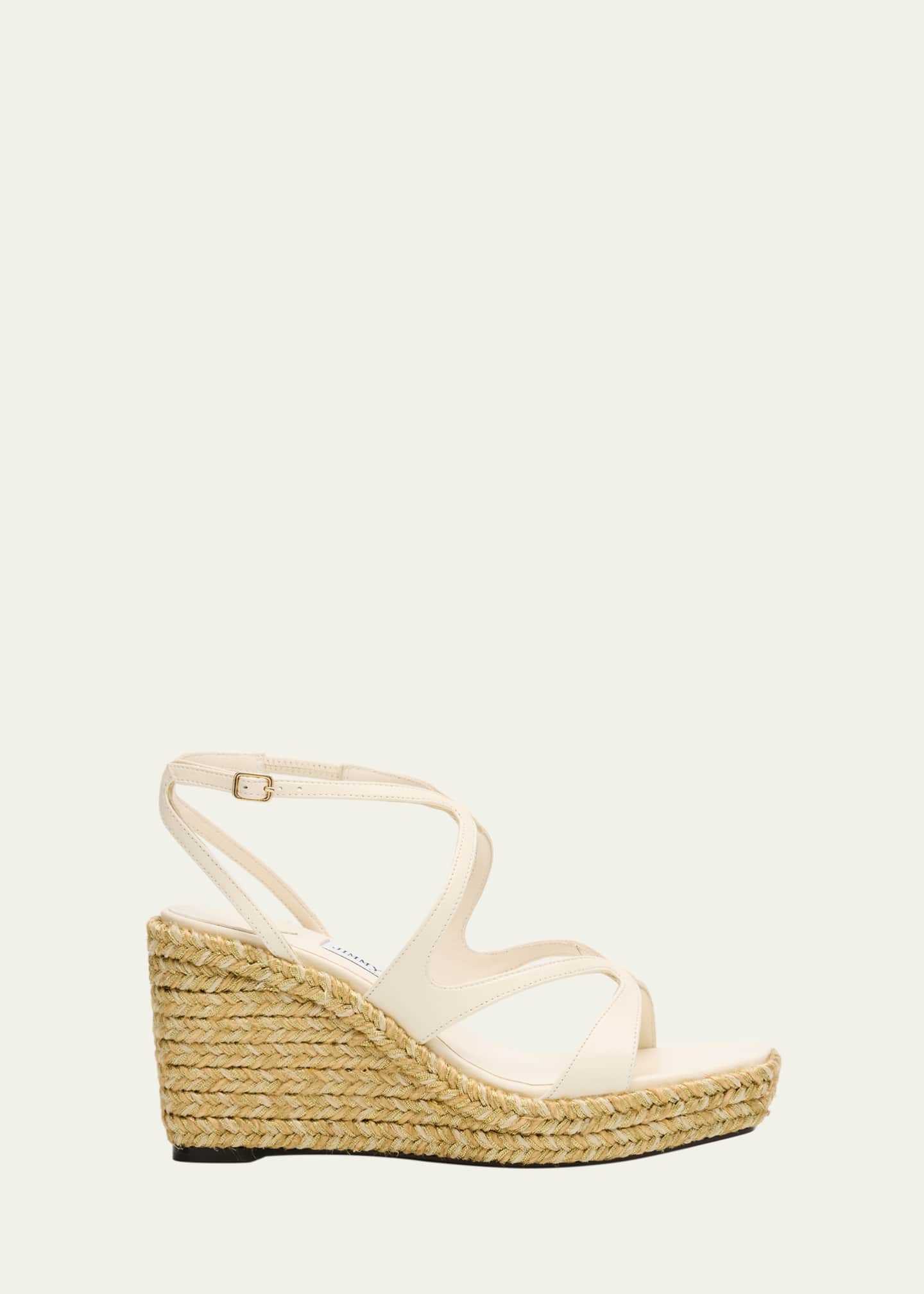 Jimmy Choo Ayla 85 Leather Wedge Sandals Image 1 of 4