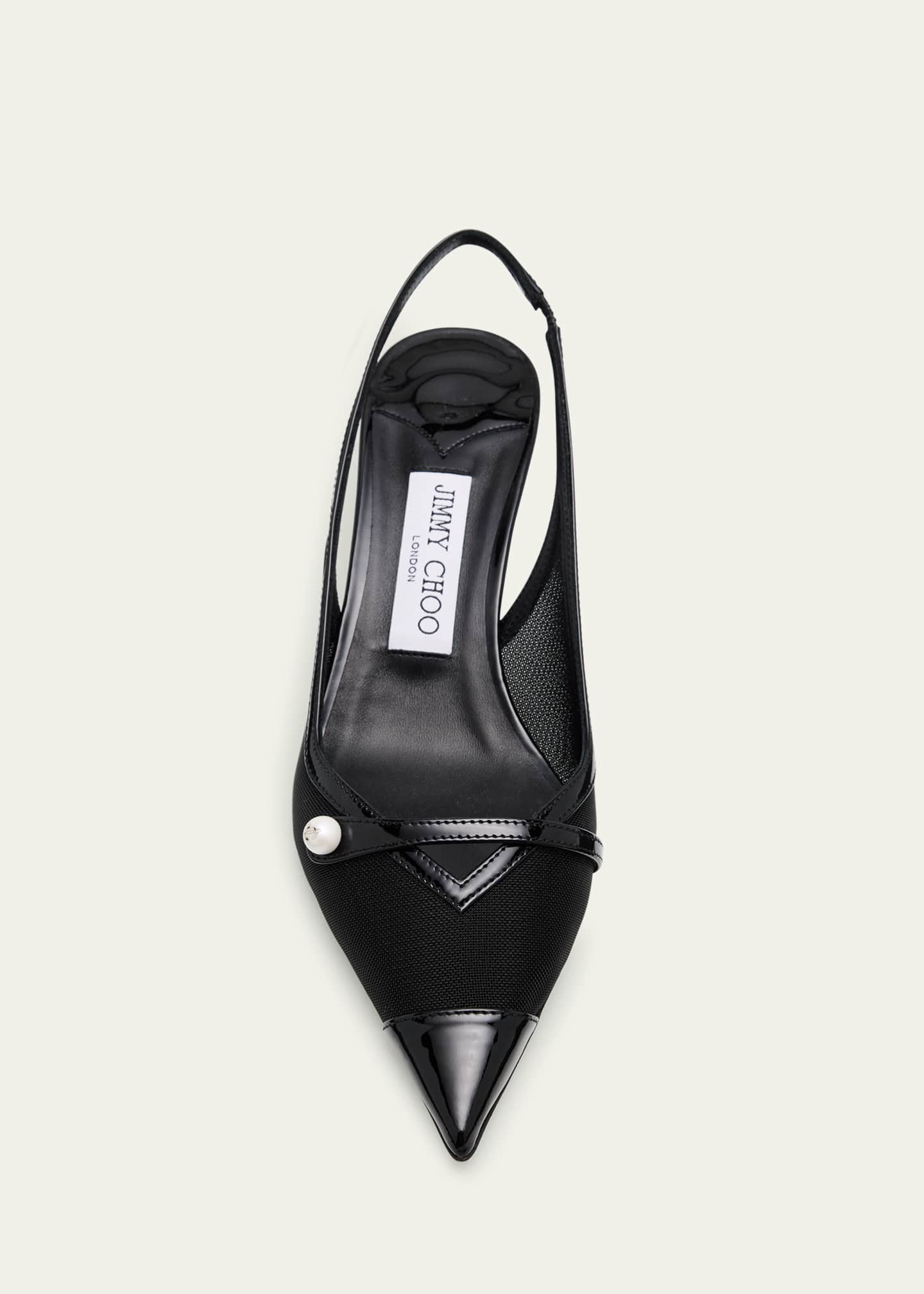 Jimmy Choo Amita Mesh Pearly-Strap Slingback Pumps Image 4 of 4