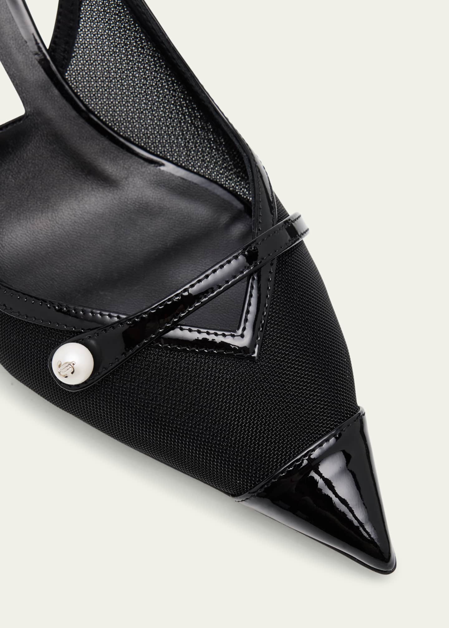 Jimmy Choo Amita Mesh Pearly-Strap Slingback Pumps Image 3 of 4