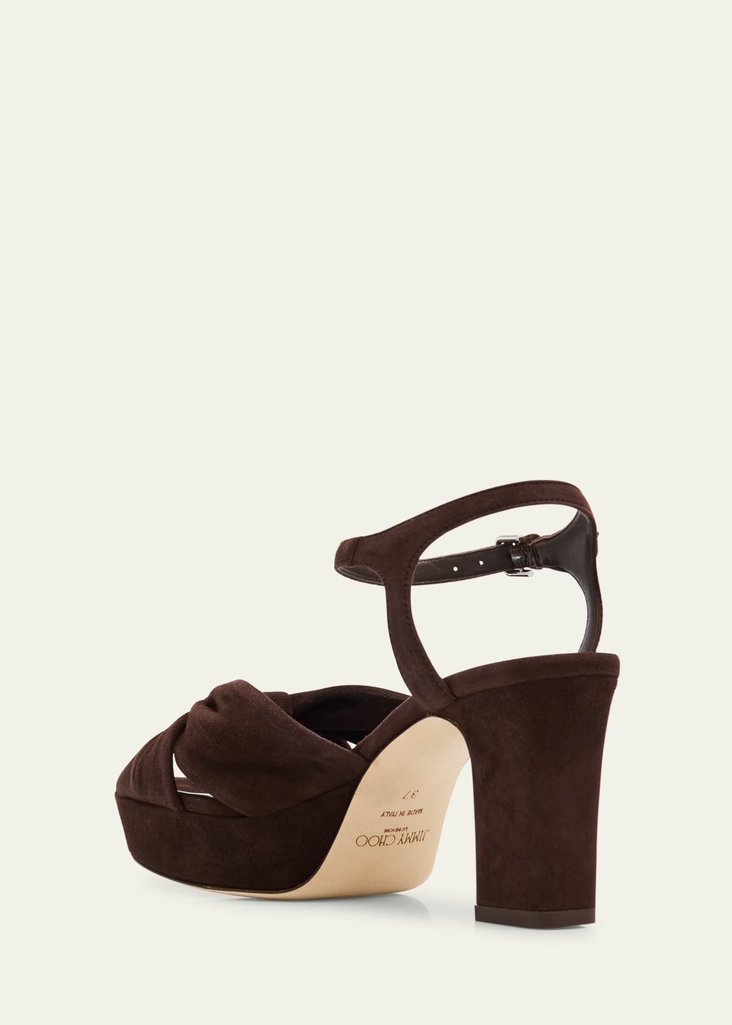 Jimmy Choo Heloise Suede Knot Platform Sandals Image 2 of 4