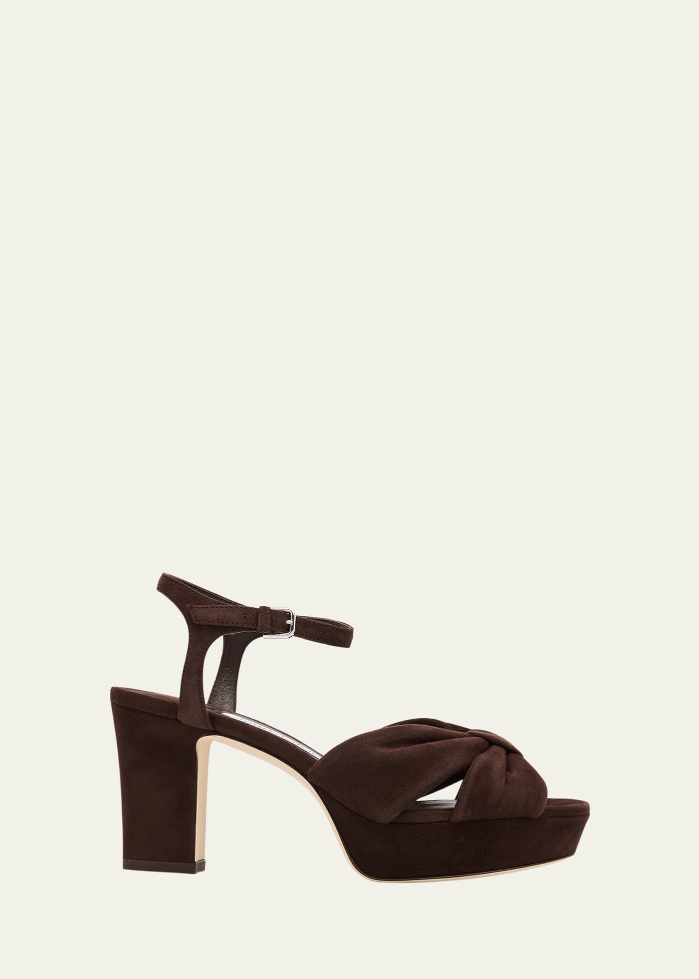 Jimmy Choo Heloise Suede Knot Platform Sandals Image 1 of 4